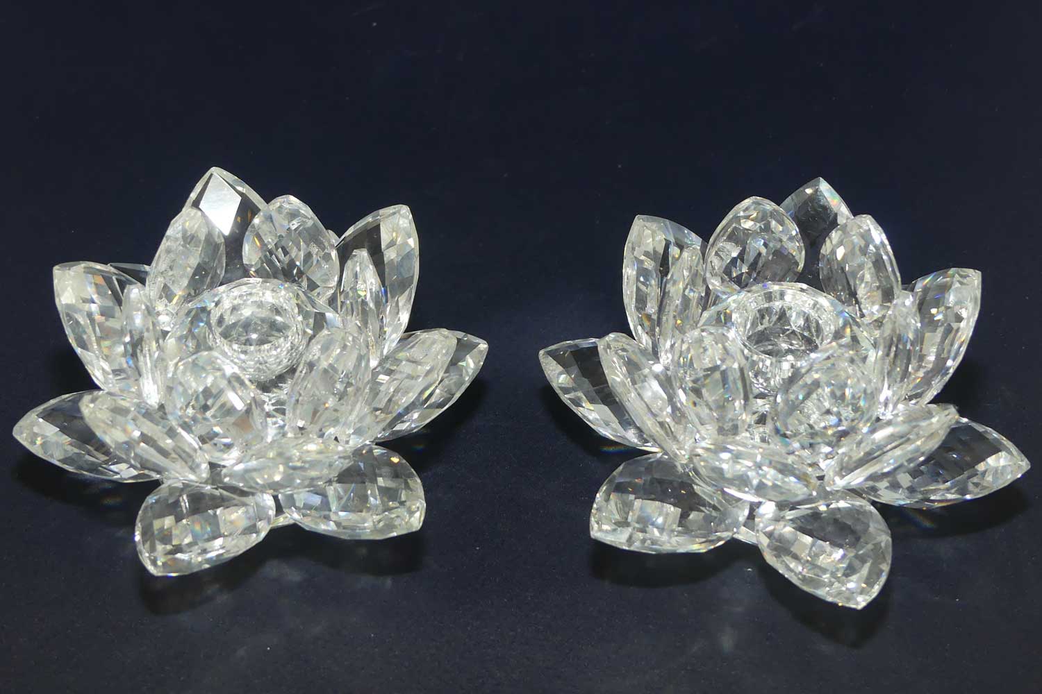 Swarovski Crystal #01001 | pair of Water Lily candleholders | no box