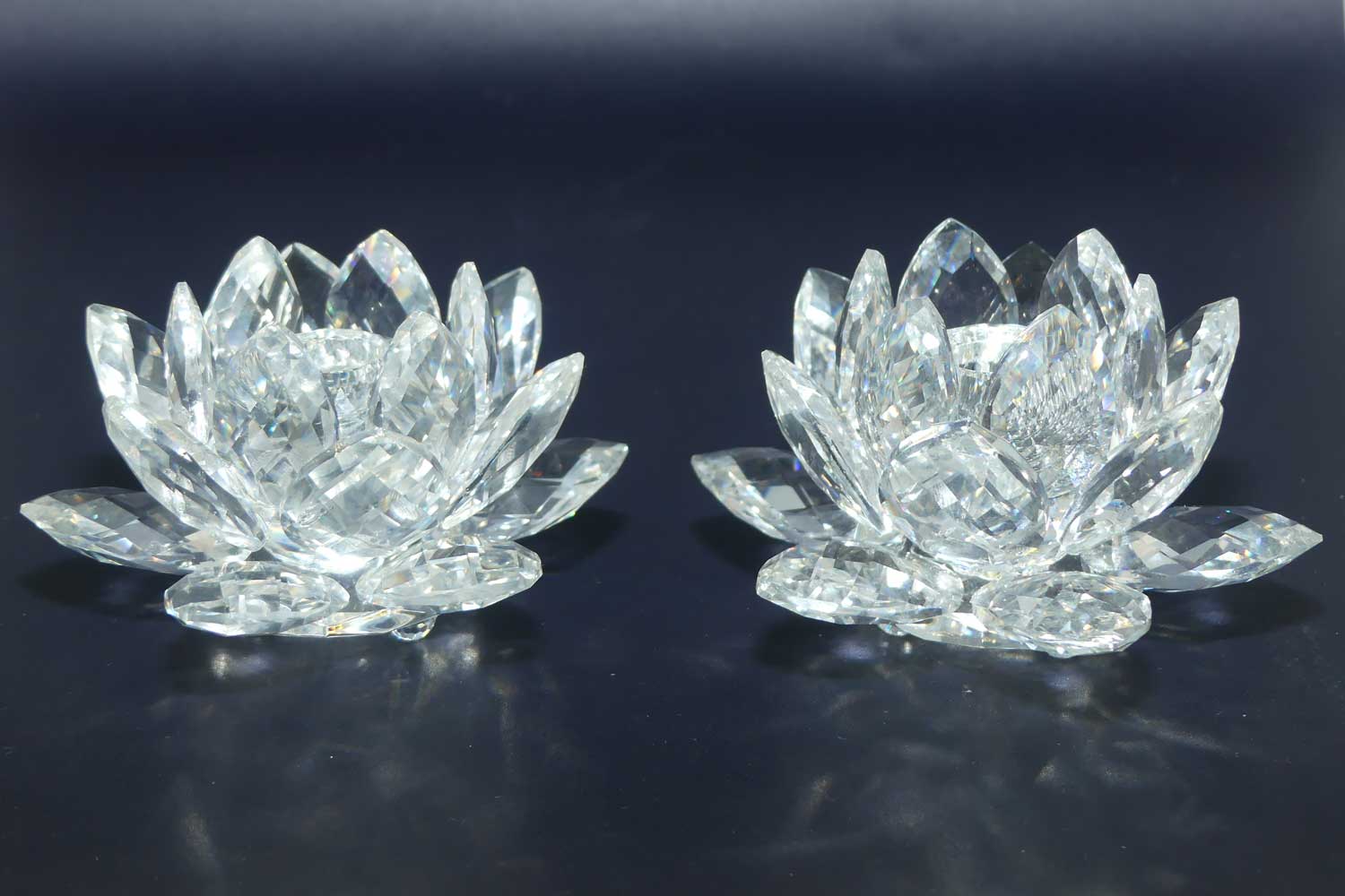 Swarovski Crystal #01001 | pair of Water Lily candleholders | no box