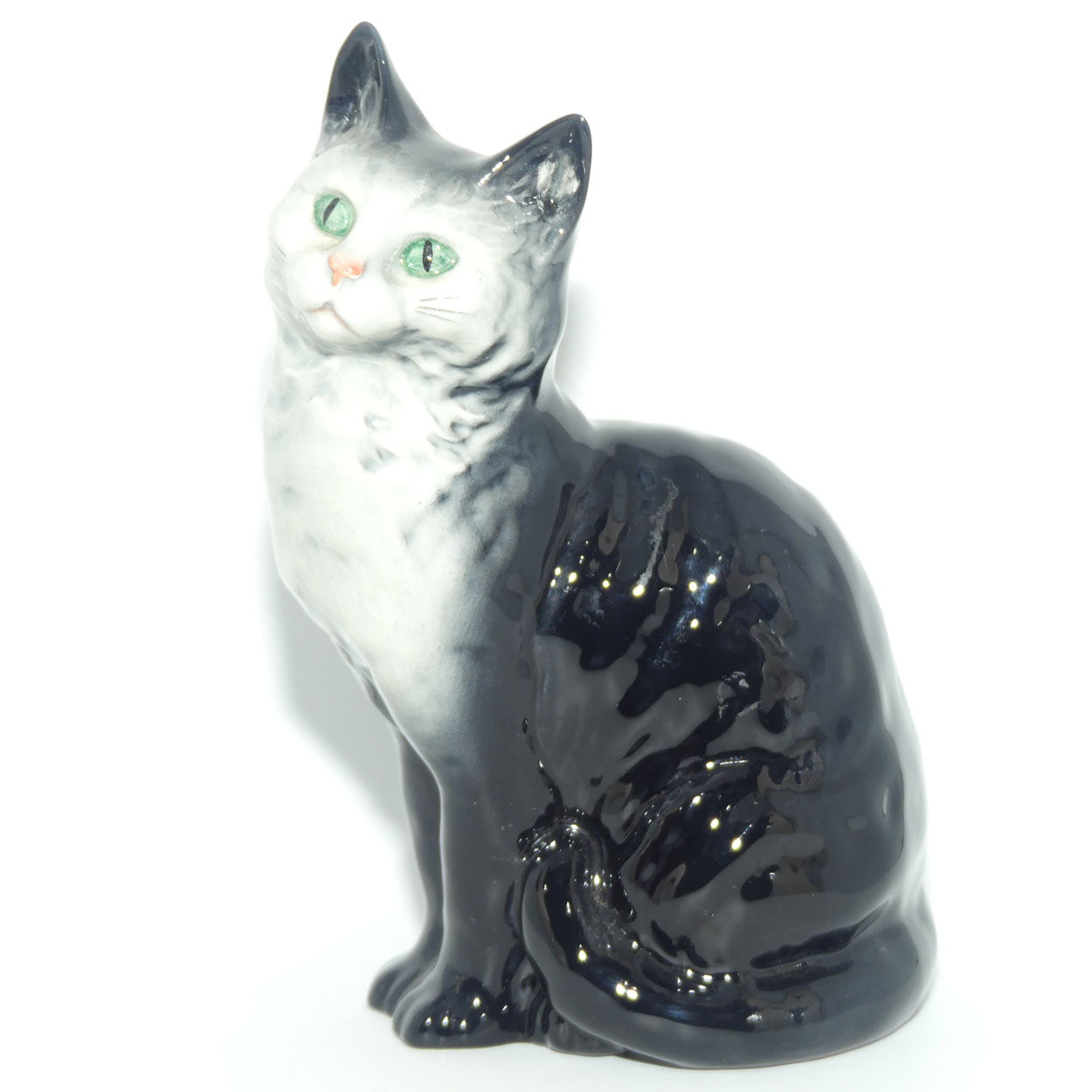 #1030 Beswick Cat | Seated Looking Up | Grey Smokey Blue