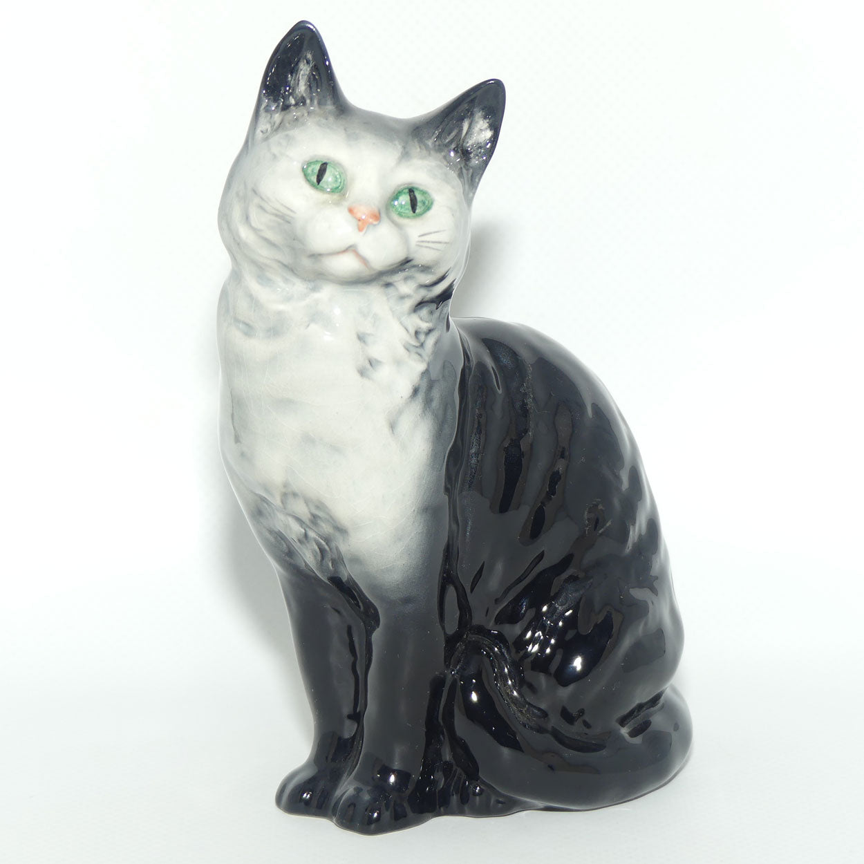#1030 Beswick Cat | Seated Looking Up | Grey Smokey Blue