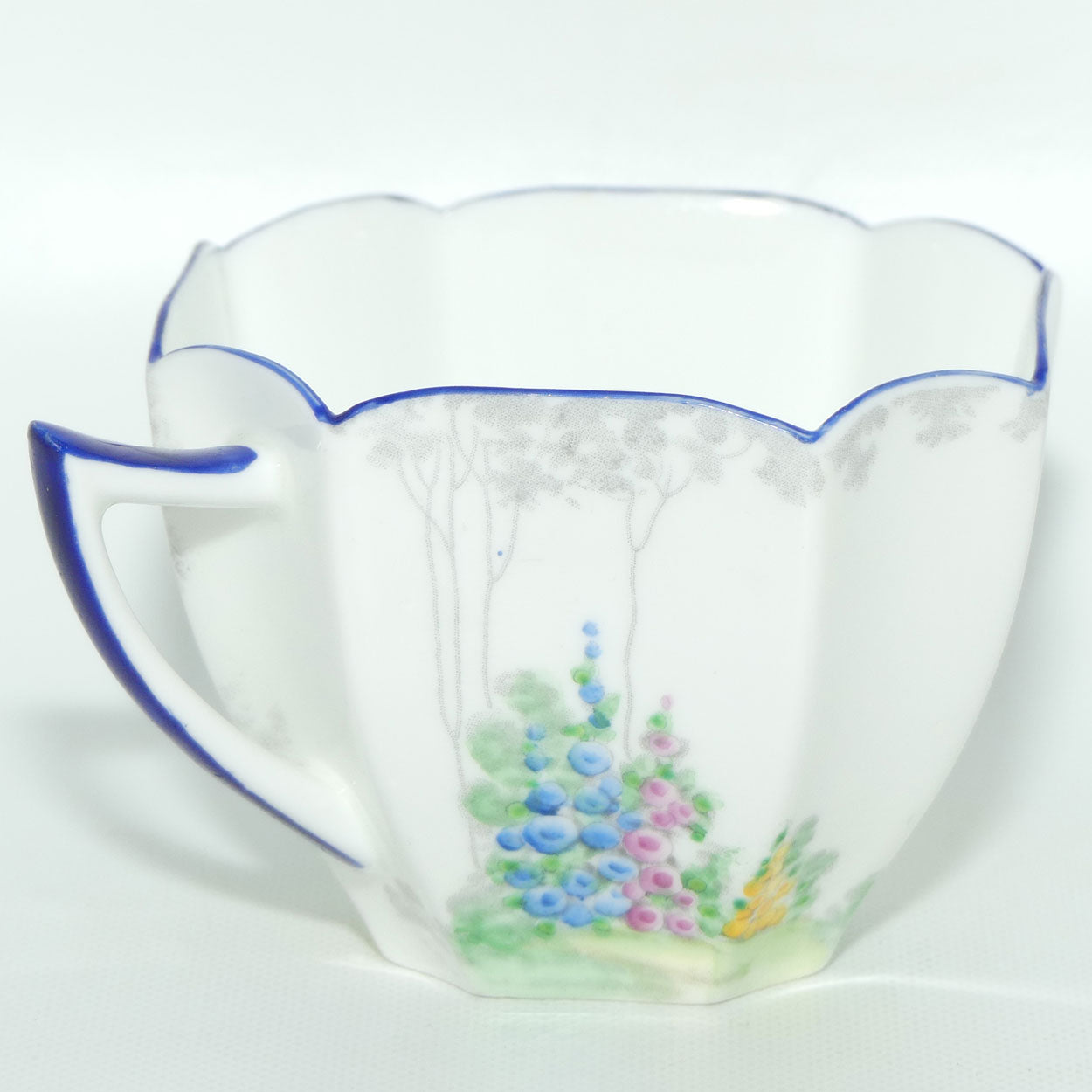 Shelley Queen Anne shape trio | Archway of Roses | Blue Trim | 11606