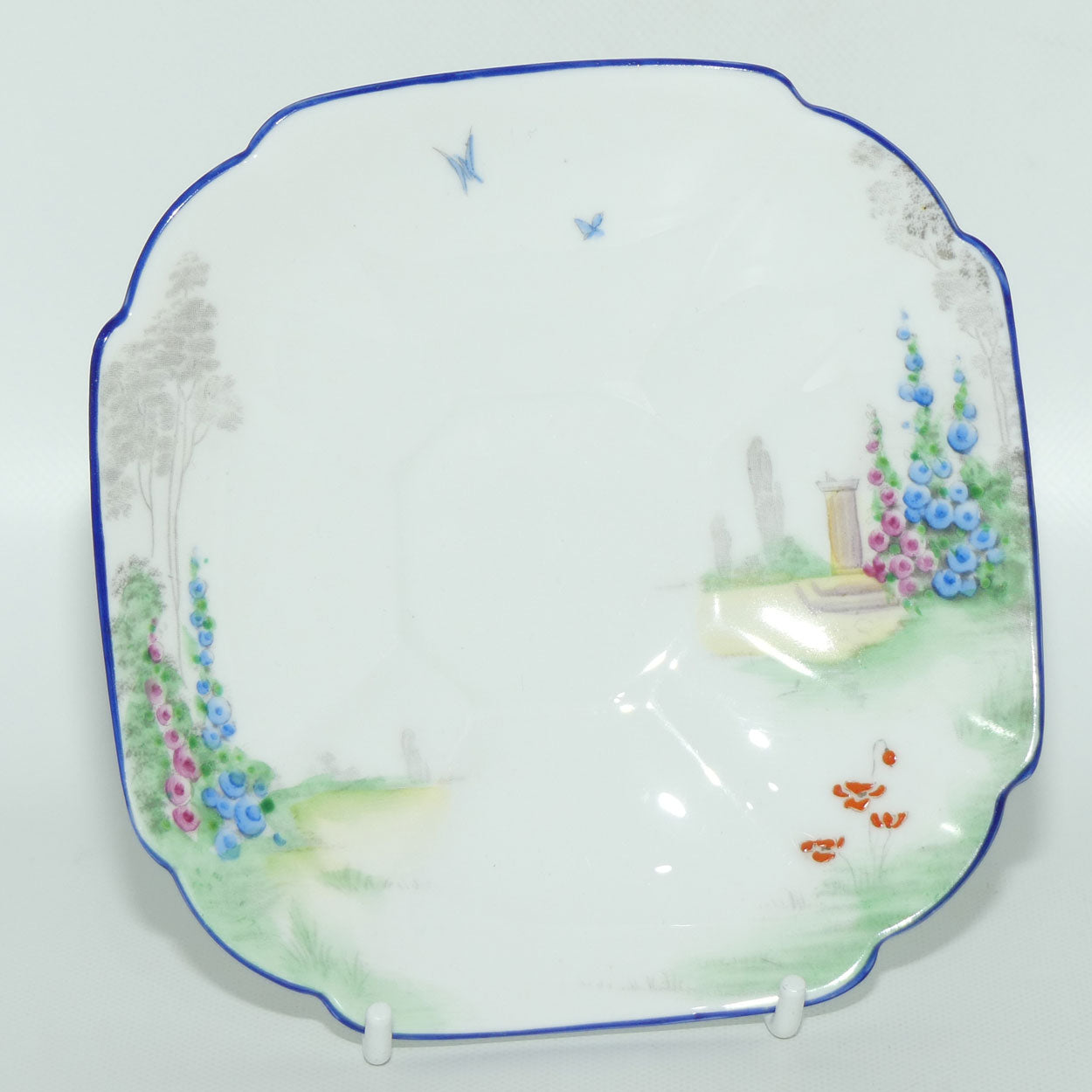 Shelley Queen Anne shape trio | Archway of Roses | Blue Trim | 11606