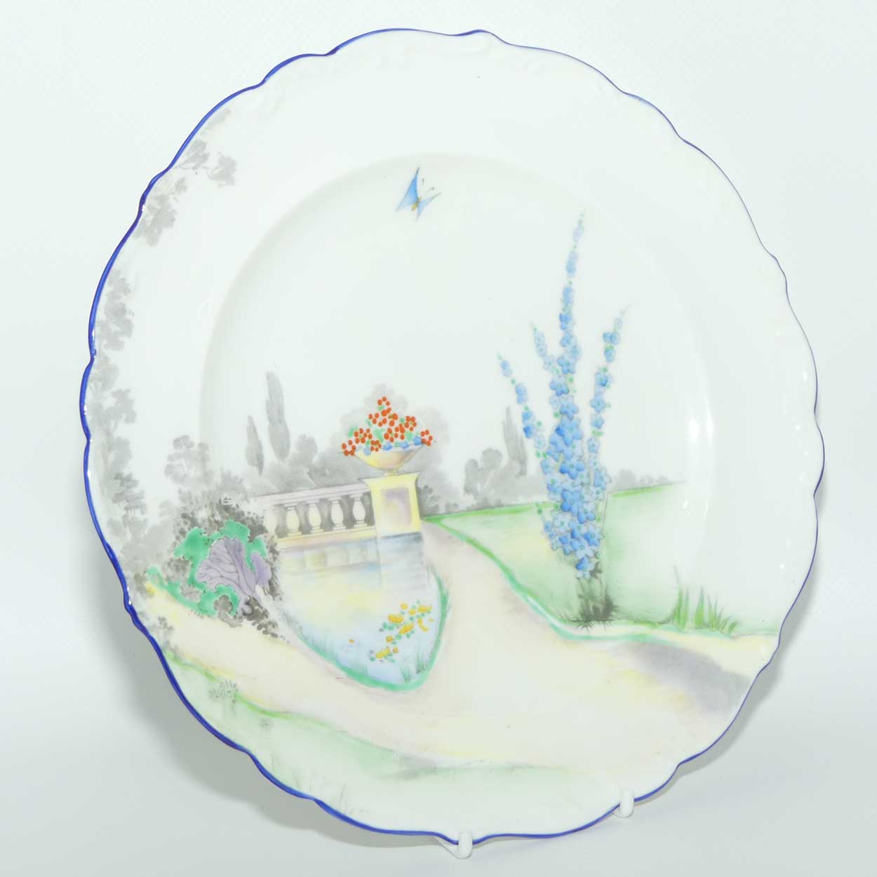 Shelley Garden Scene plate with Blue trim | 22.5cm | 11679