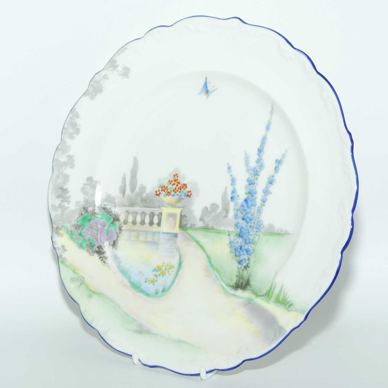 Shelley Garden Scene plate with Blue trim | 22.5cm | 11679