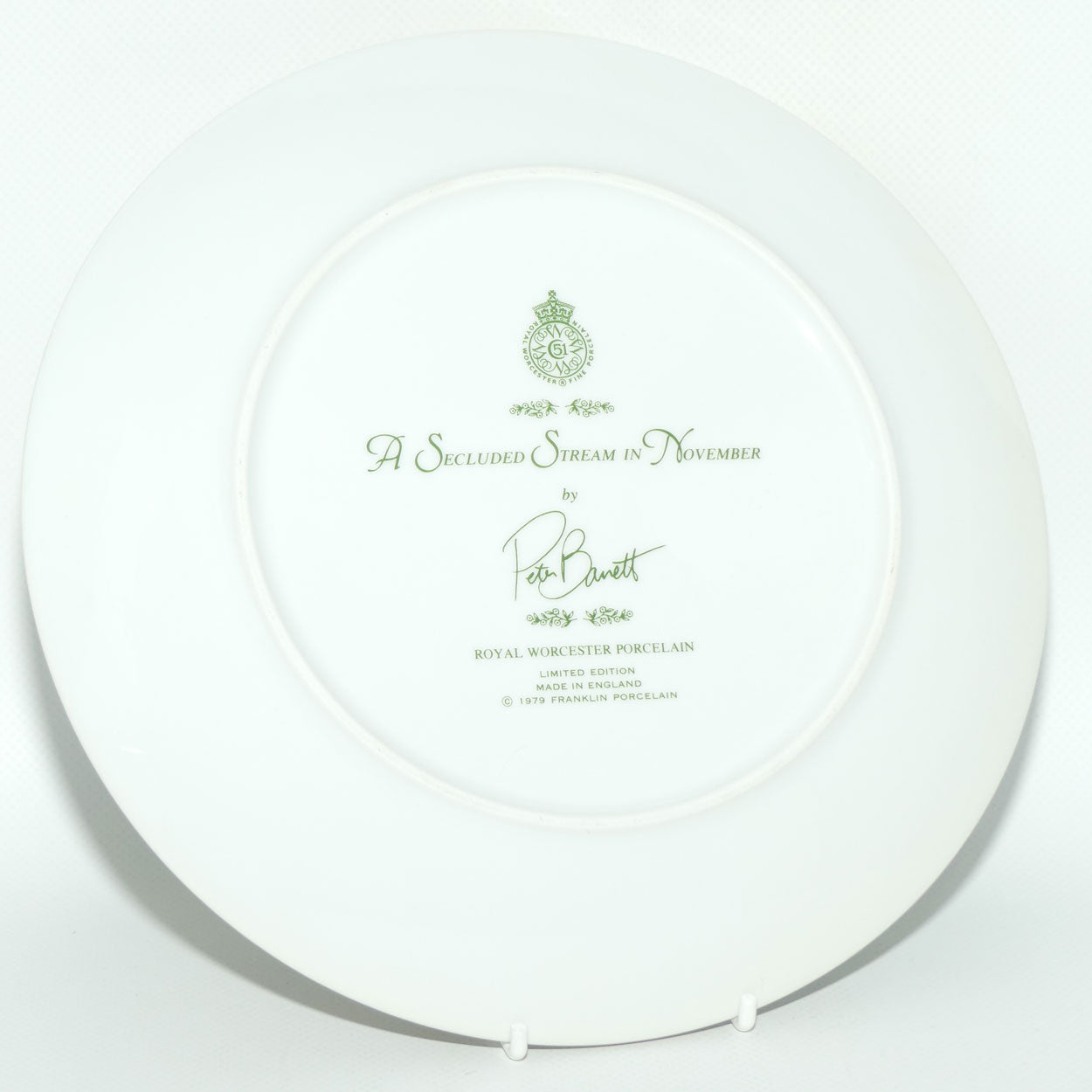 Royal Worcester for Franklin Porcelain | Peter Barnett | Months series | plate #11 | A Secluded Stream in November
