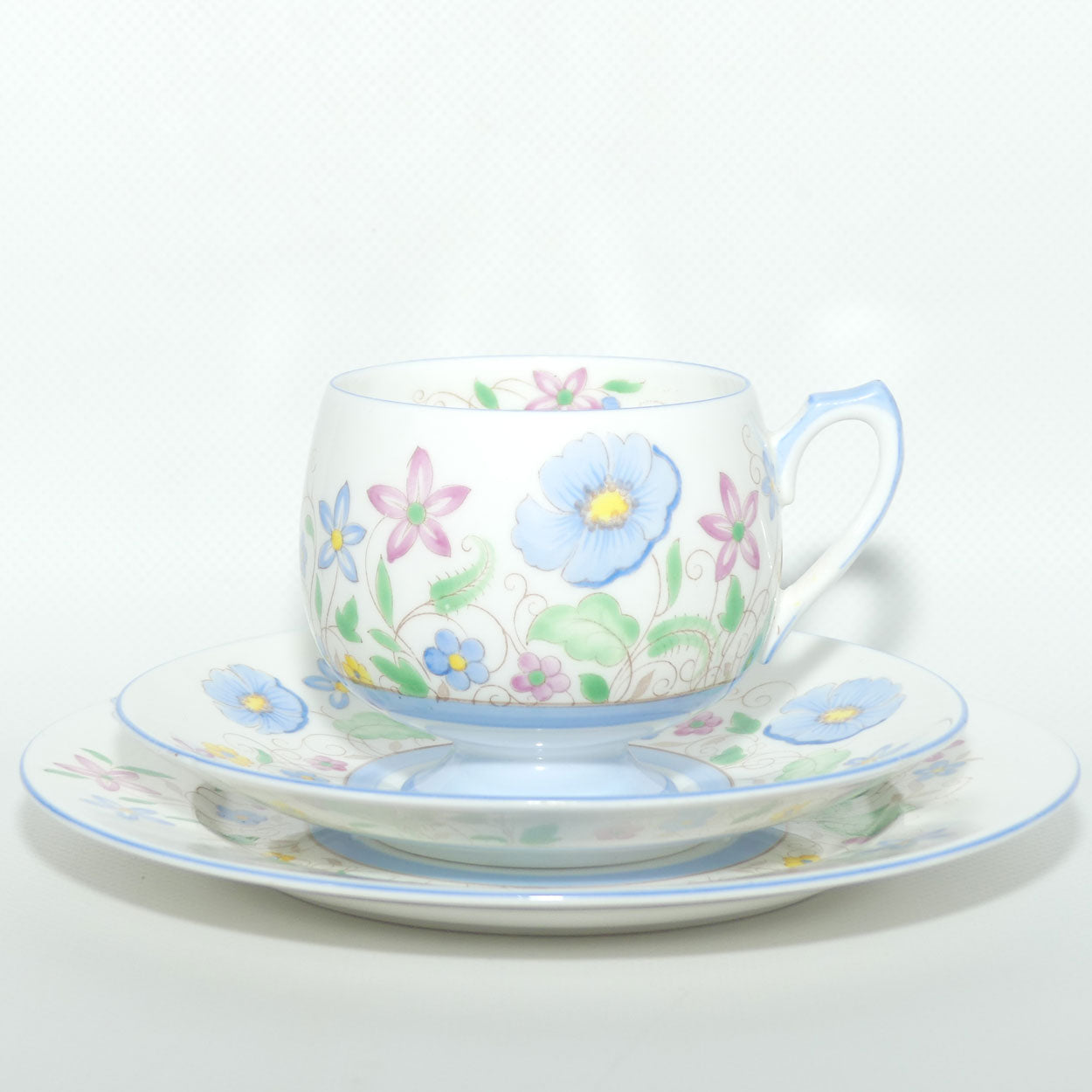 Shelley Kent shape Blue Anemone trio | Blue trim | H12606