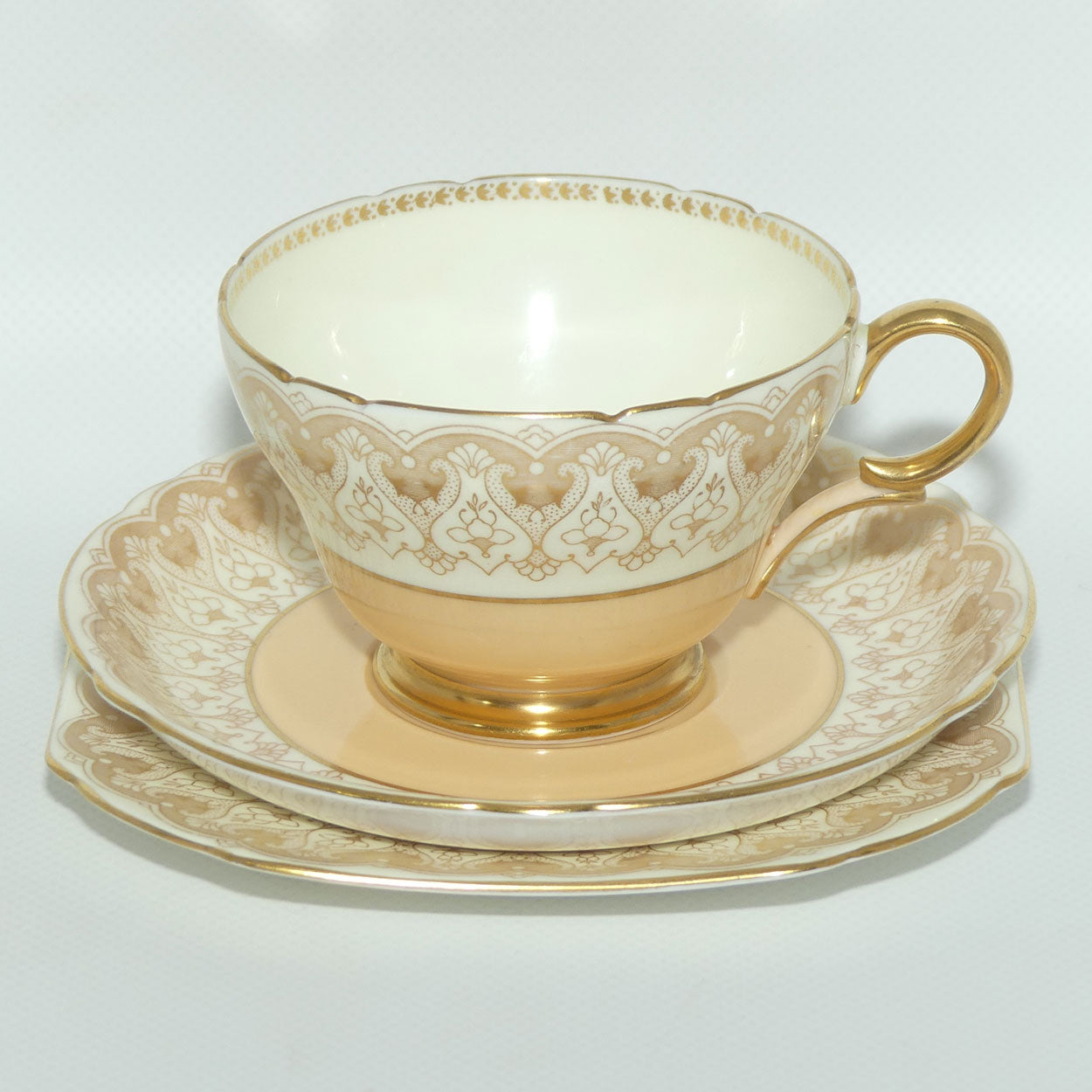 Shelley Henley shape Salmon Pink and Patterned Gilt trio | 12839/2