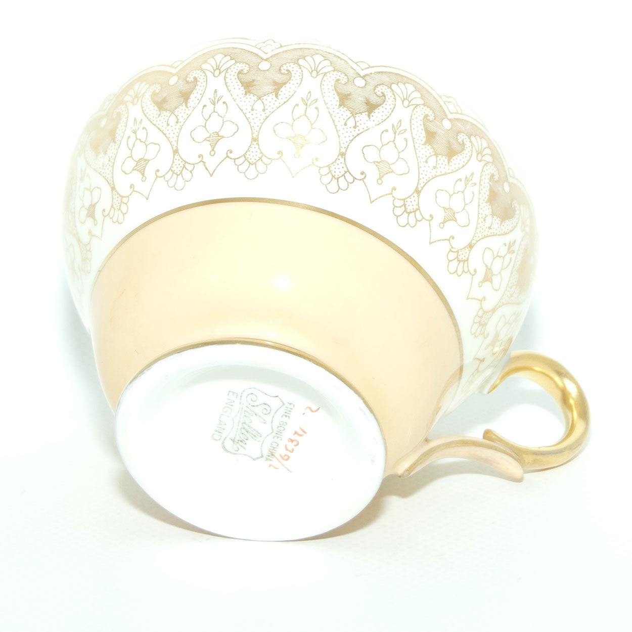 Shelley Henley shape Salmon Pink and Patterned Gilt trio | 12839/2
