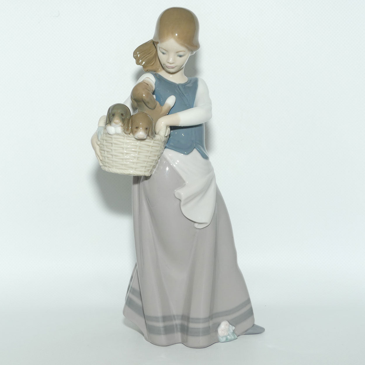 Lladro figure Girl with Puppies | Little Dogs on Hip | #1311