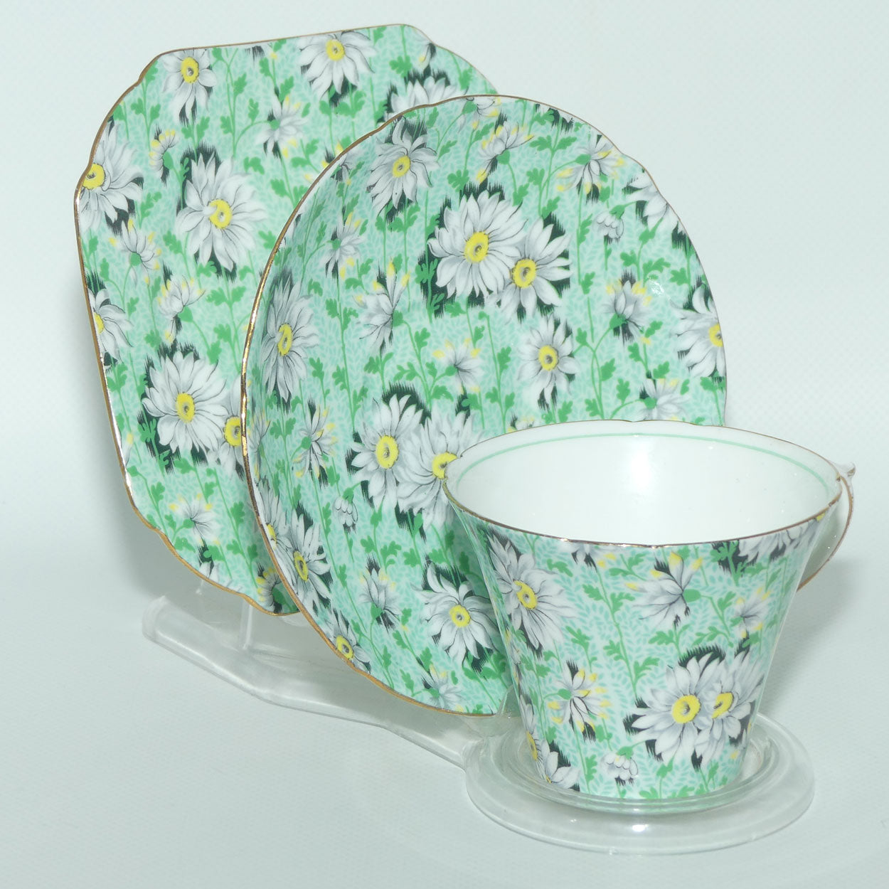 Shelley New Regent shape Green Daisy Chintz trio | 13206