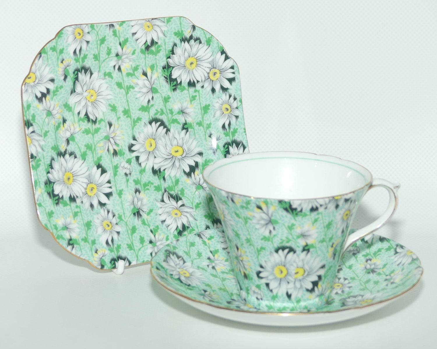 Shelley New Regent shape Green Daisy Chintz trio | 13206