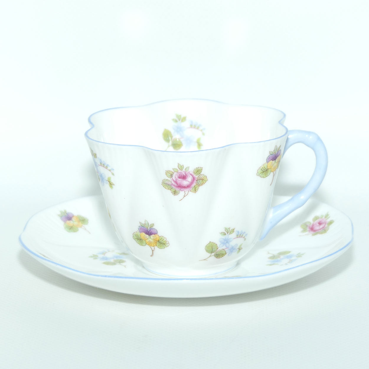 Shelley Dainty shape Rose, Pansy Forget me Not duo | 13424