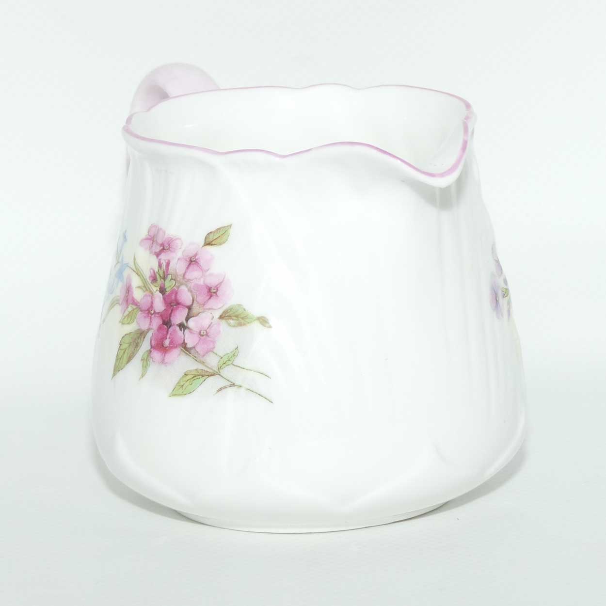 Shelley Oleander shape Stocks milk jug and sugar bowl | 13428 | Pink trim