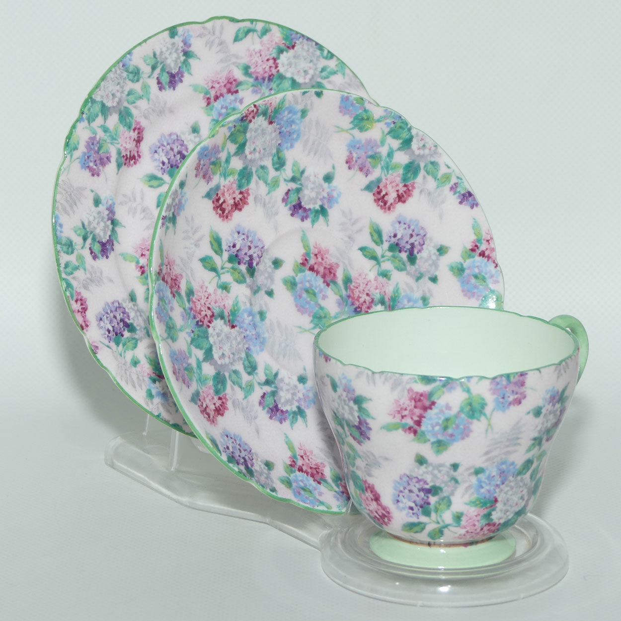 Shelley Richmond shape Summer Glory trio | Pink Ground | Green Wash and Trim | 13456