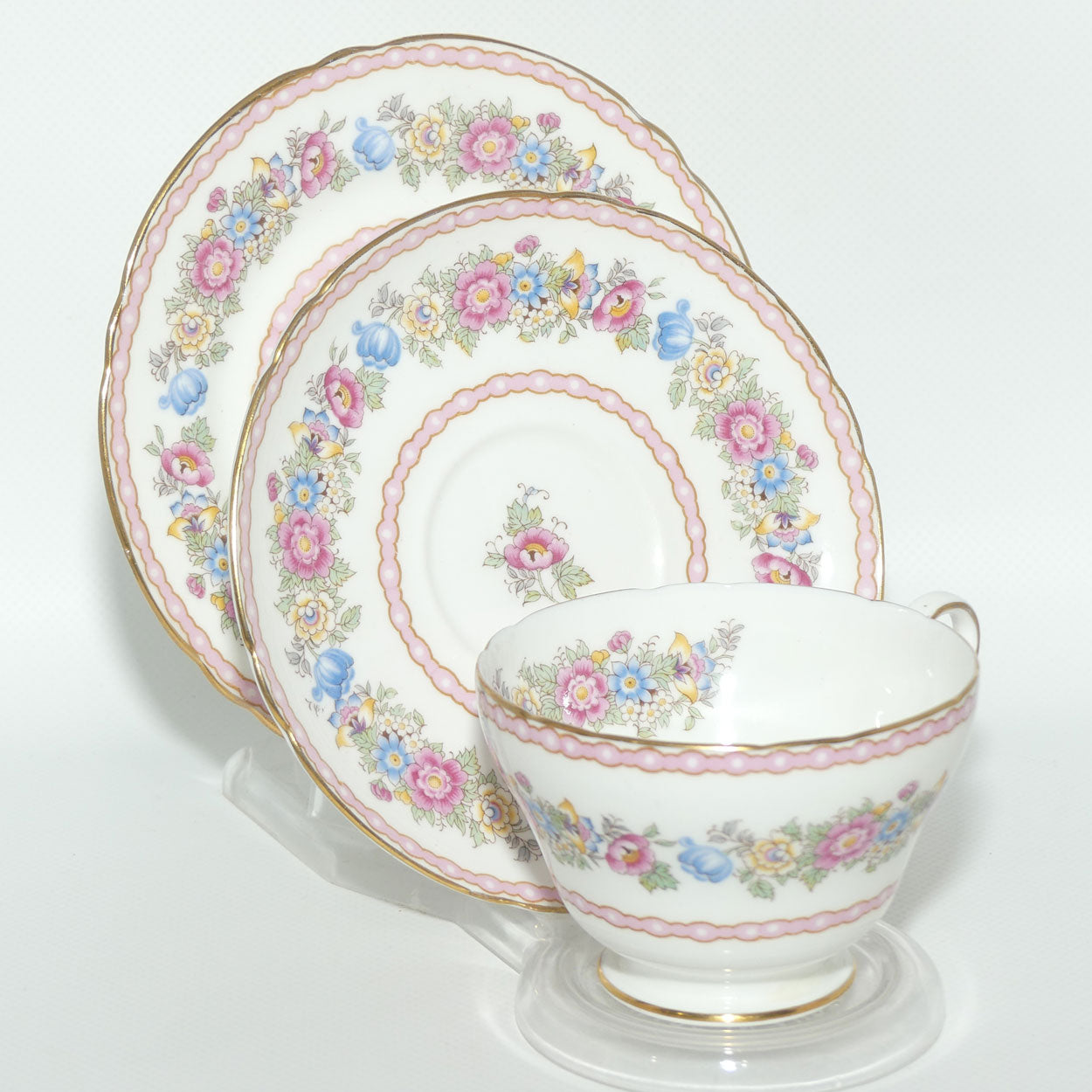 Shelley Henley shape Pompadour pattern with Gilt trim trio | 13516