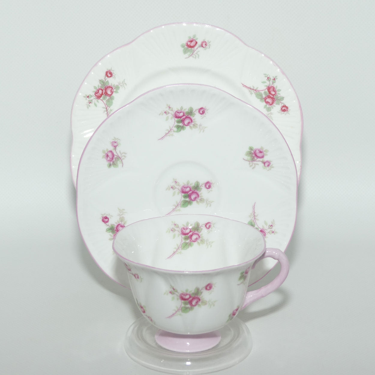 Shelley Footed Dainty shape Bridal Rose pattern trio | 13545