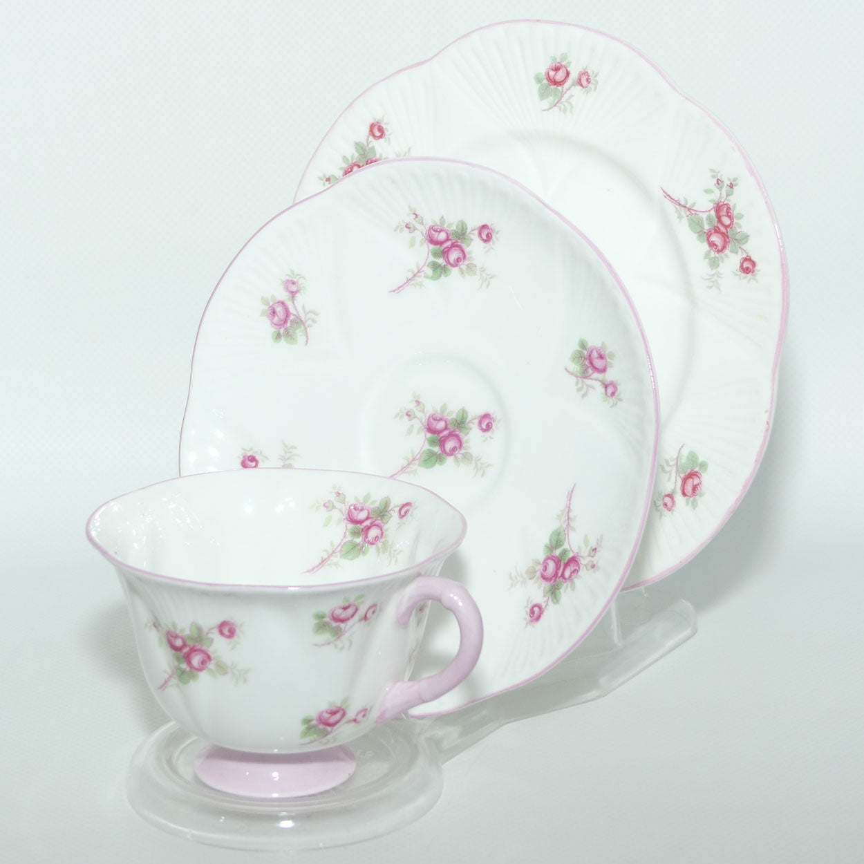 Shelley Footed Dainty shape Bridal Rose pattern trio | 13545