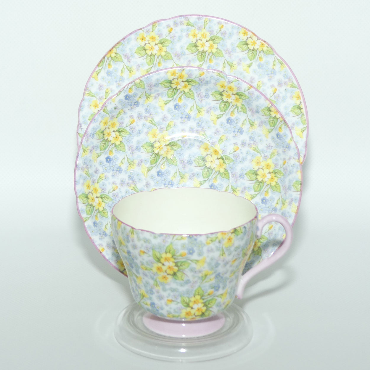 Shelley Richmond shape Primrose Chintz trio | Pink trim | 13587