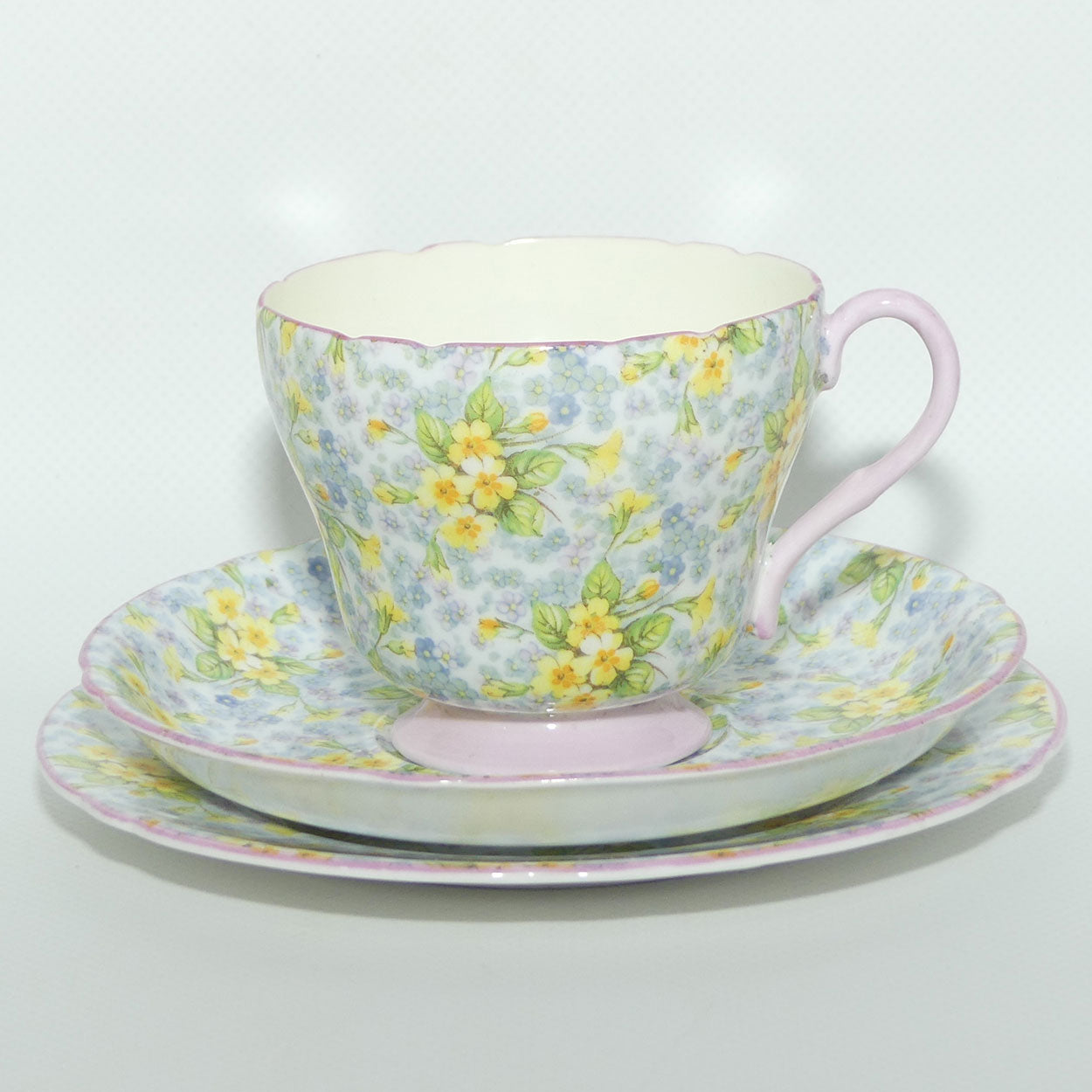 Shelley Richmond shape Primrose Chintz trio | Pink trim | 13587