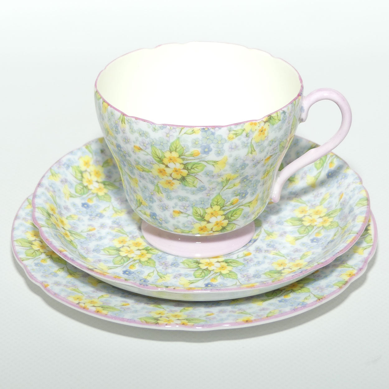 Shelley Richmond shape Primrose Chintz trio | Pink trim | 13587