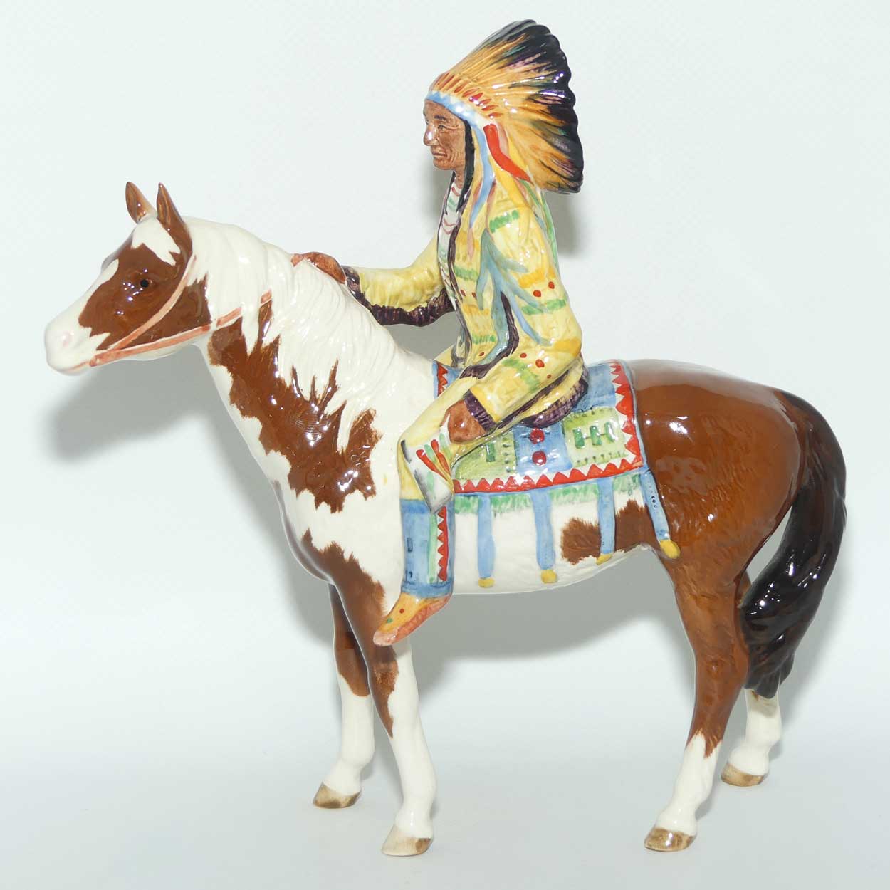 #1391 Beswick Mounted Indian on Skewbald Horse