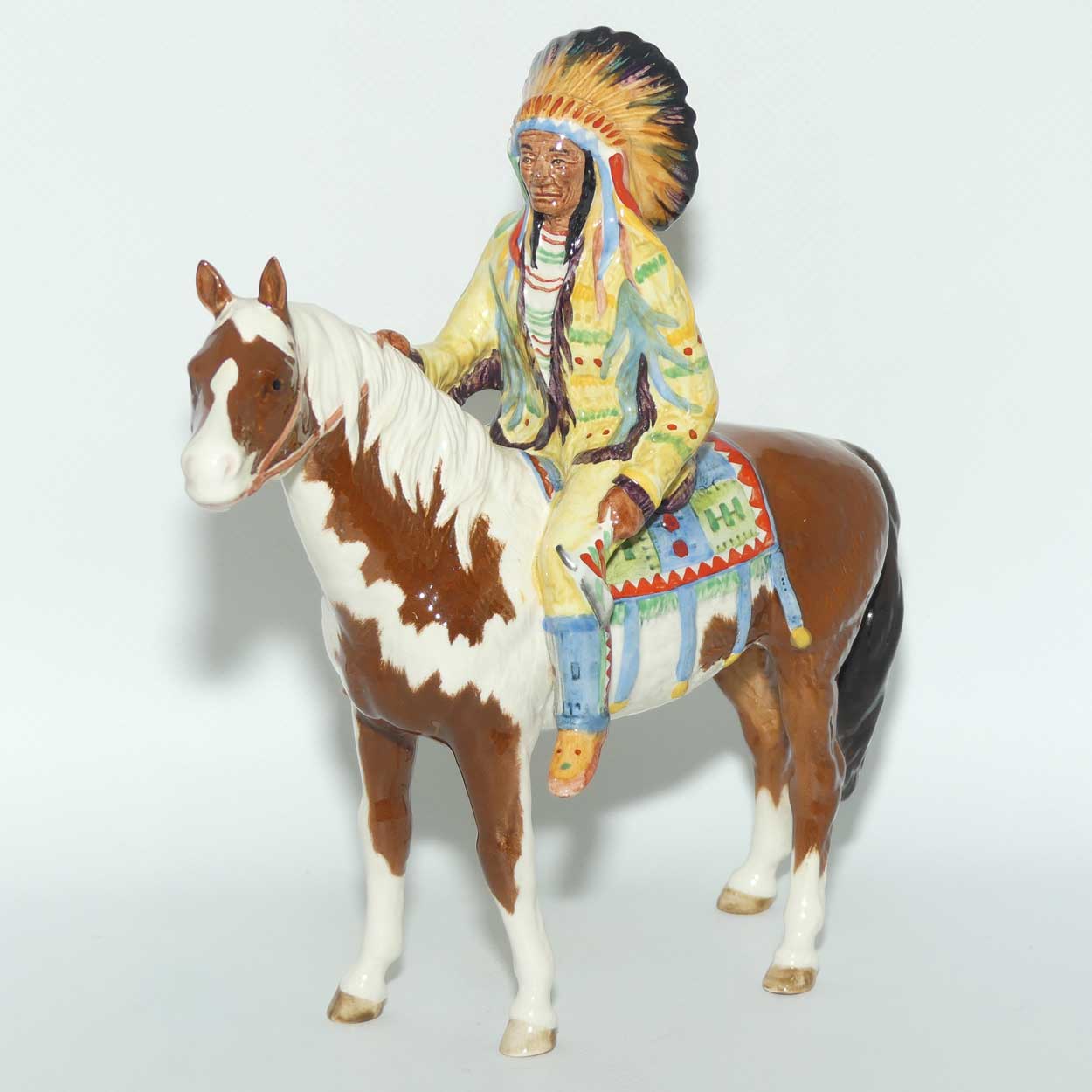 #1391 Beswick Mounted Indian on Skewbald Horse