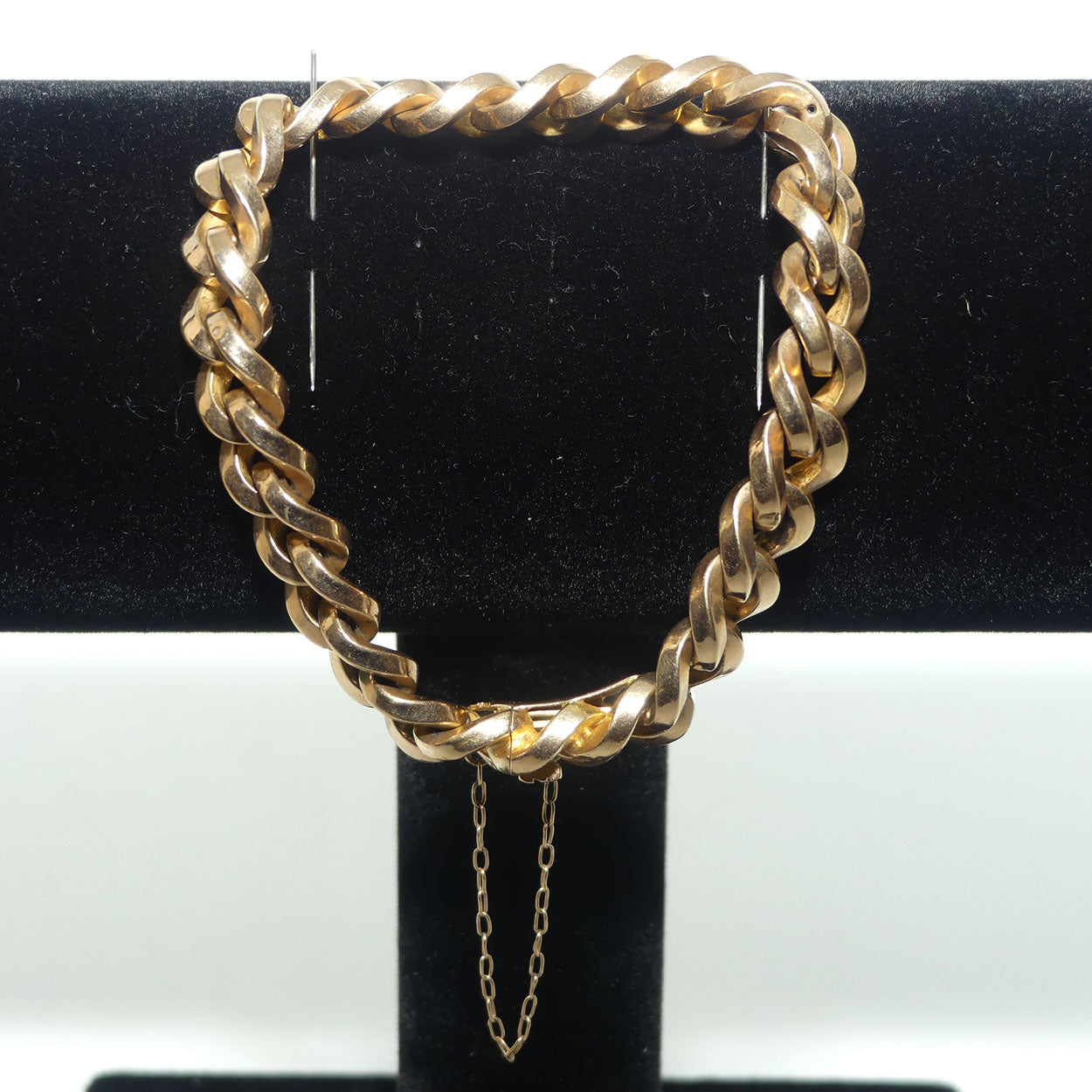 Victorian era 15ct Yellow Gold Flat Curb bracelet with invisible box clasp | 23.3g | Valued $10600