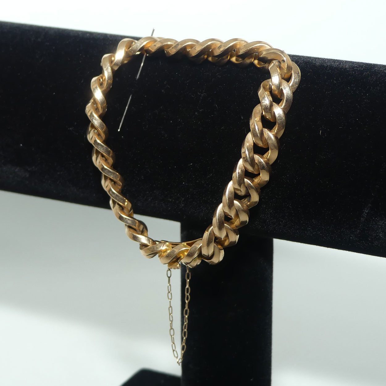 Victorian era 15ct Yellow Gold Flat Curb bracelet with invisible box clasp | 23.3g | Valued $10600
