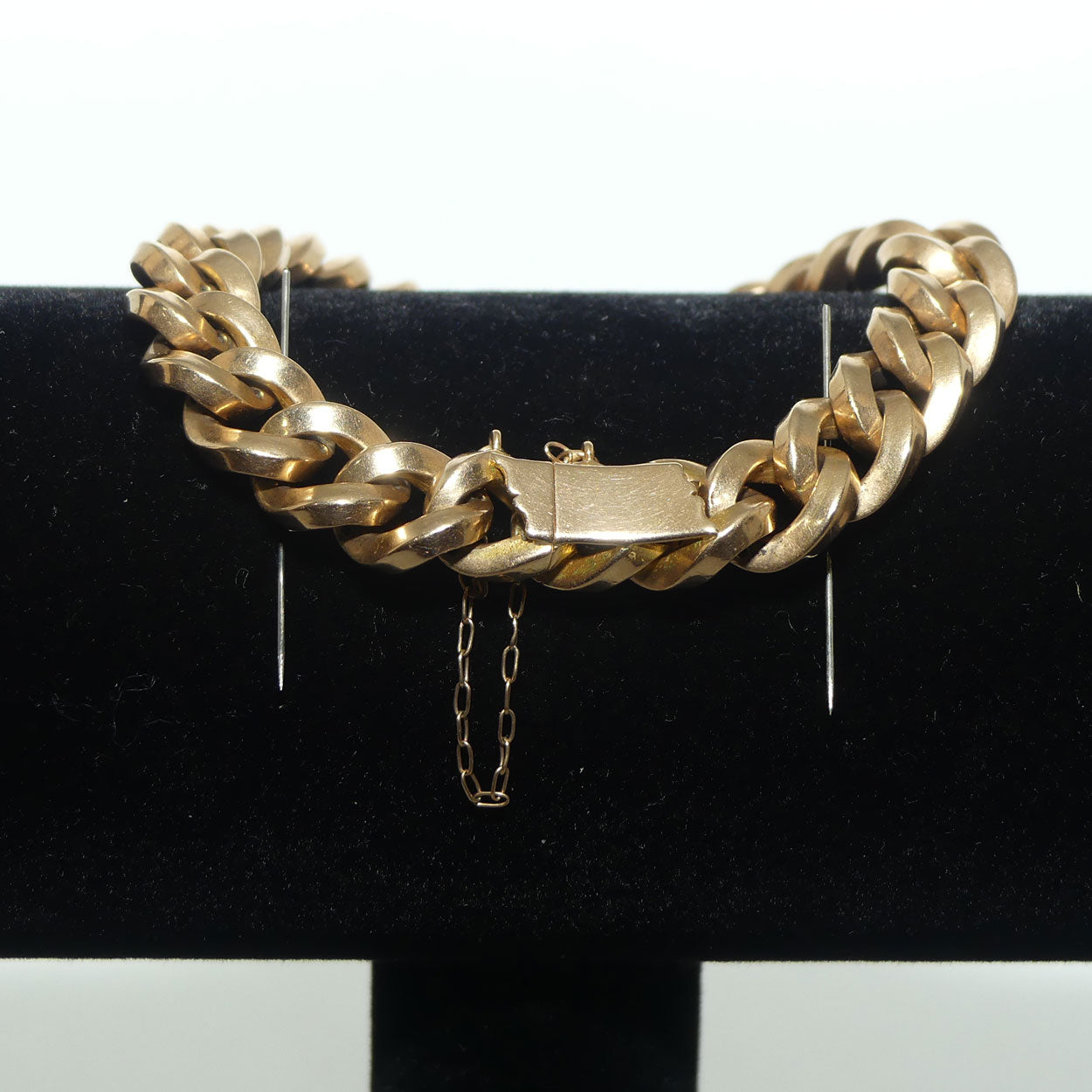 Victorian era 15ct Yellow Gold Flat Curb bracelet with invisible box clasp | 23.3g | Valued $10600