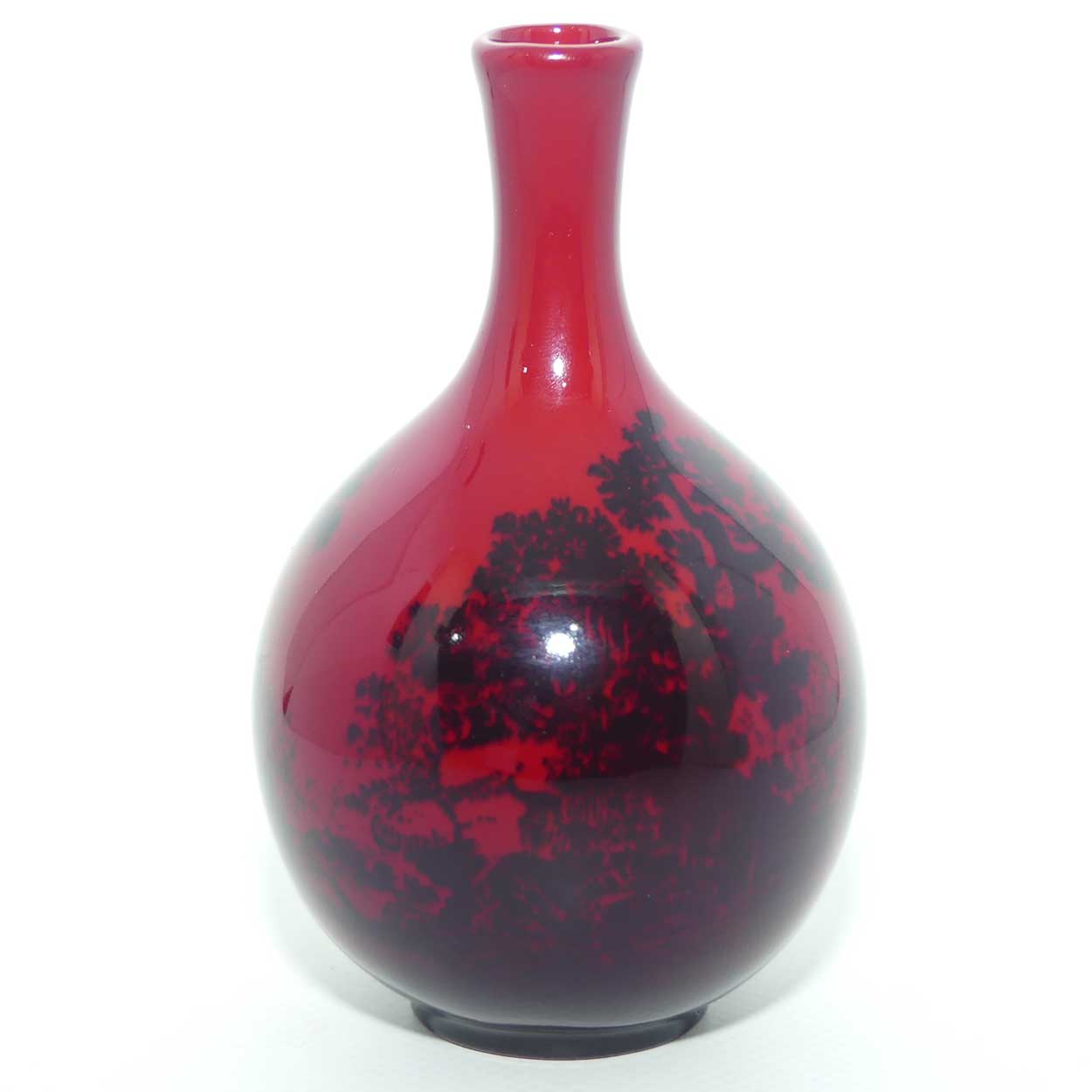 Royal Doulton Flambe Woodcut Castles or Churches miniature vase #1606