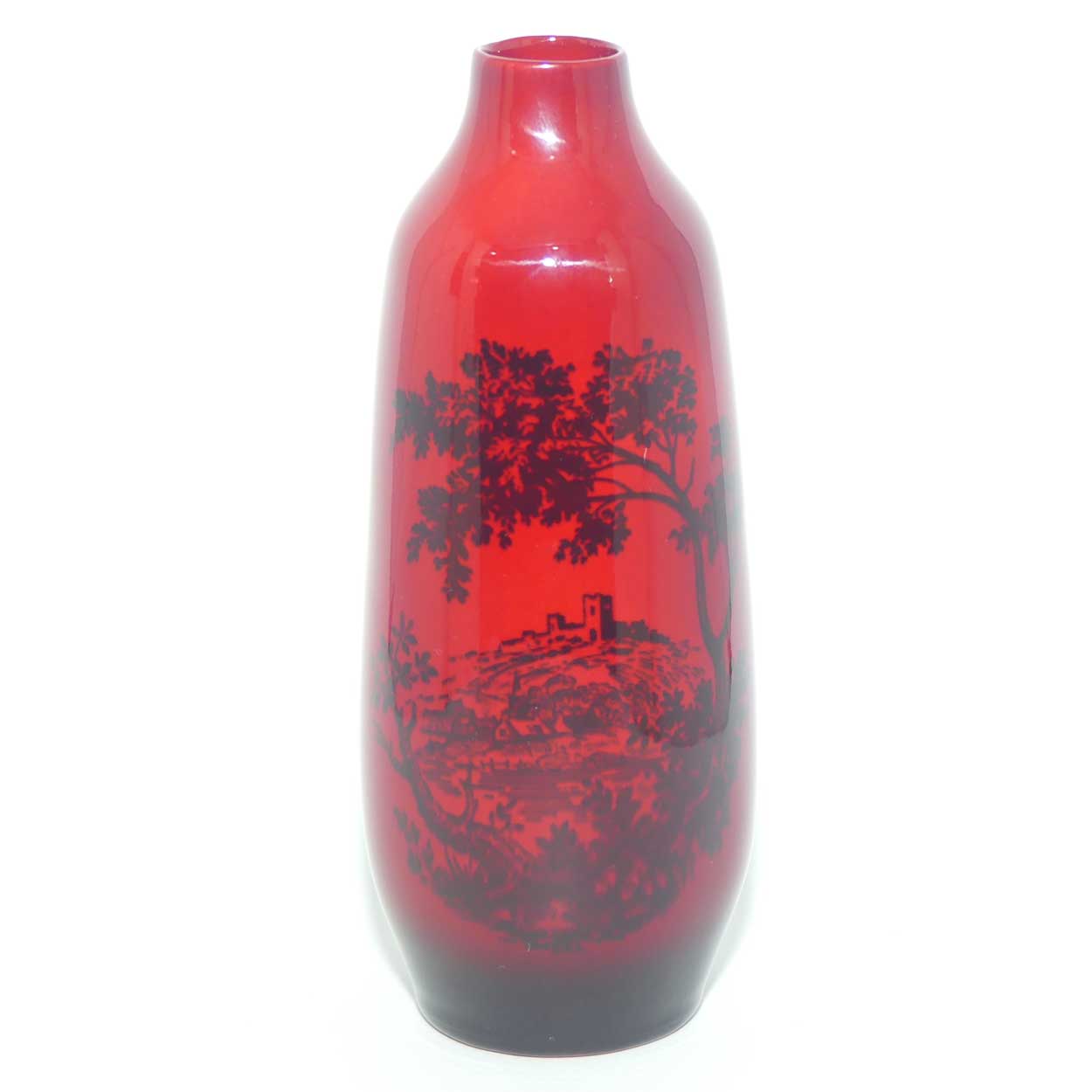 Royal Doulton Woodcut Flambe vase | Castle scene | Shape 1614 | 13cm