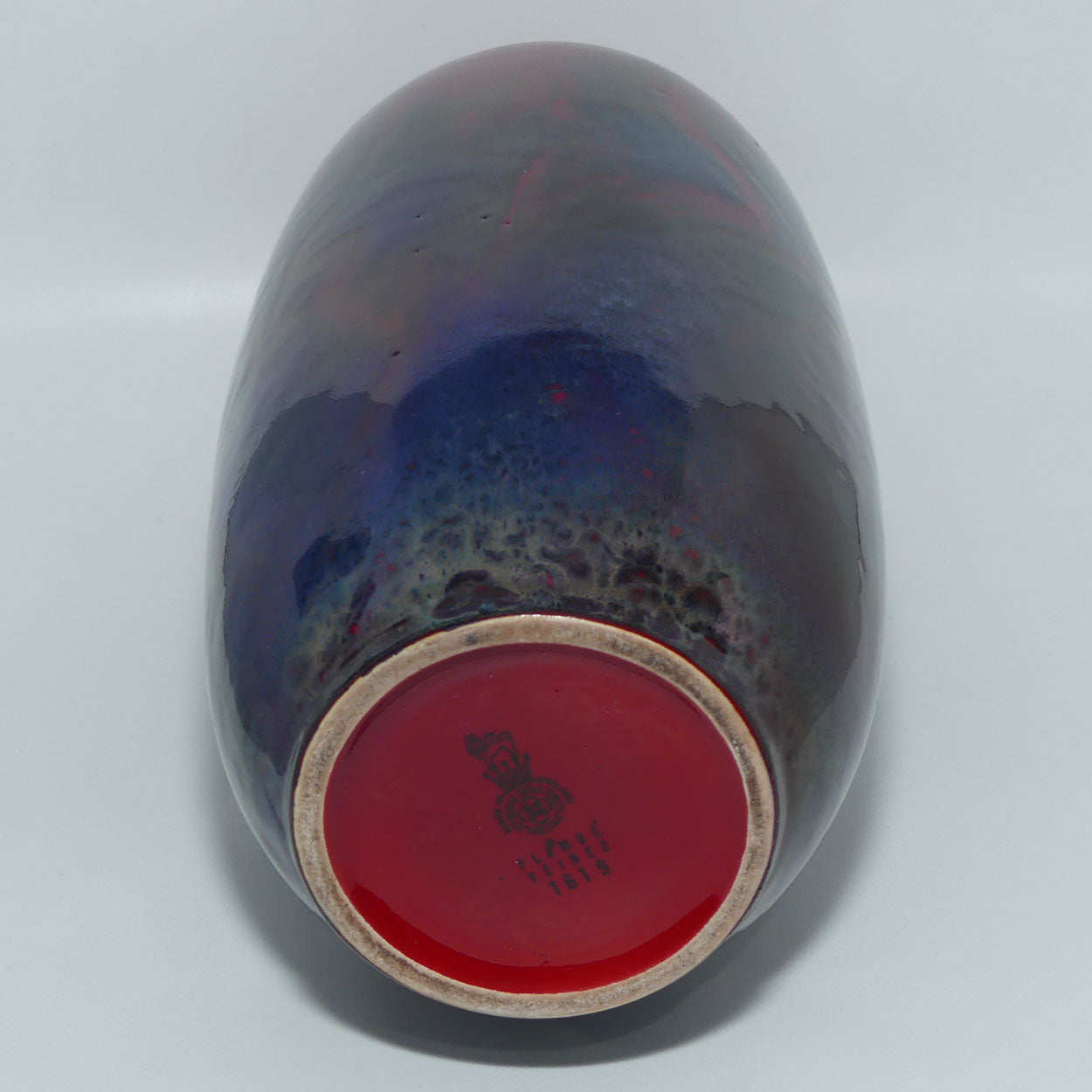 Royal Doulton Flambe Veined 1619 tall vase | superb Blue Hues