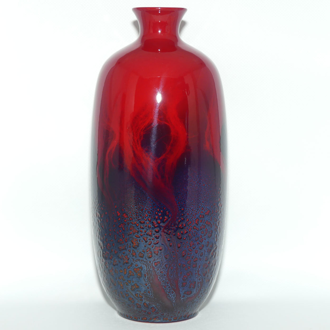 Royal Doulton Flambe Veined 1619 tall vase | superb Blue Hues | #2