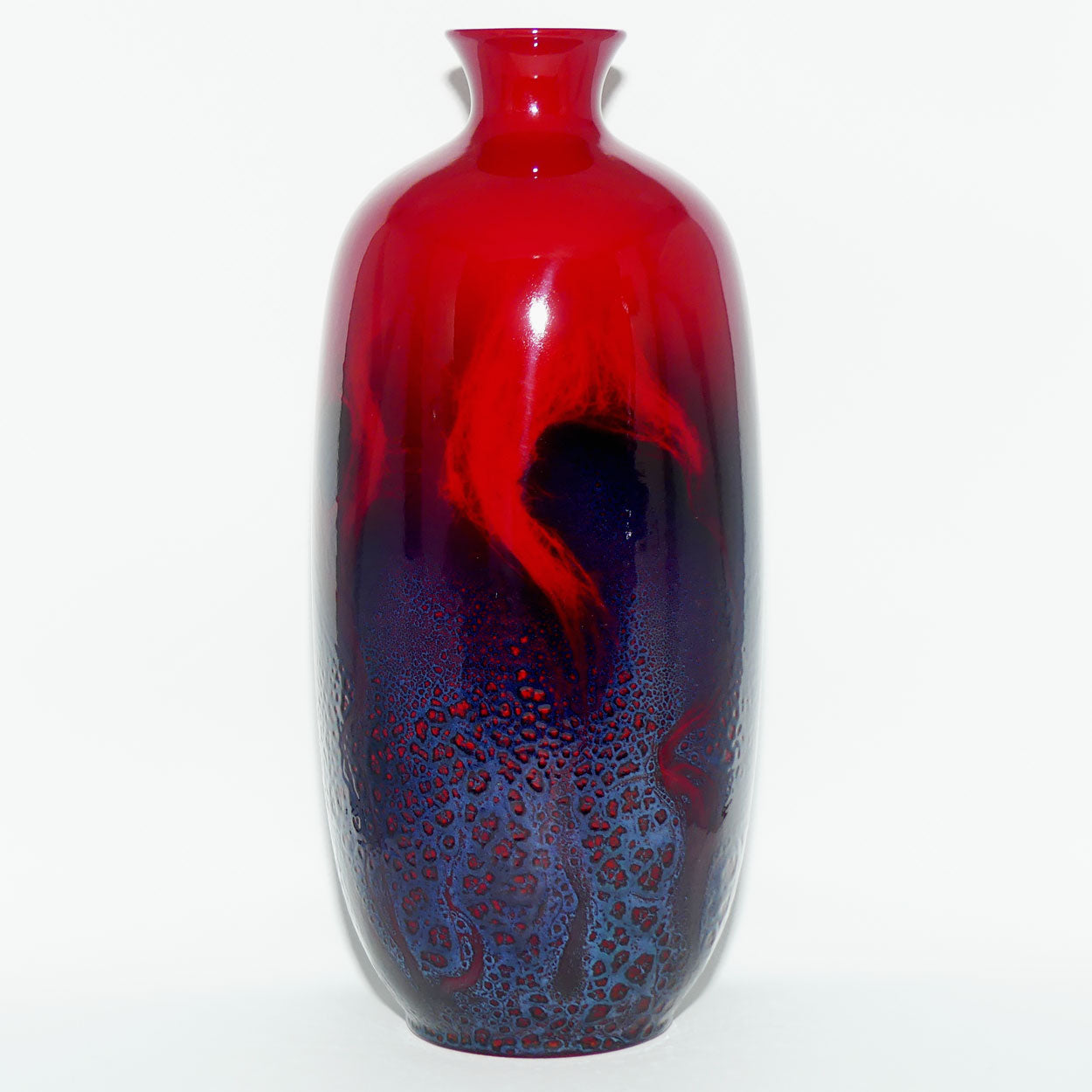Royal Doulton Flambe Veined 1619 tall vase | superb Blue Hues | #2