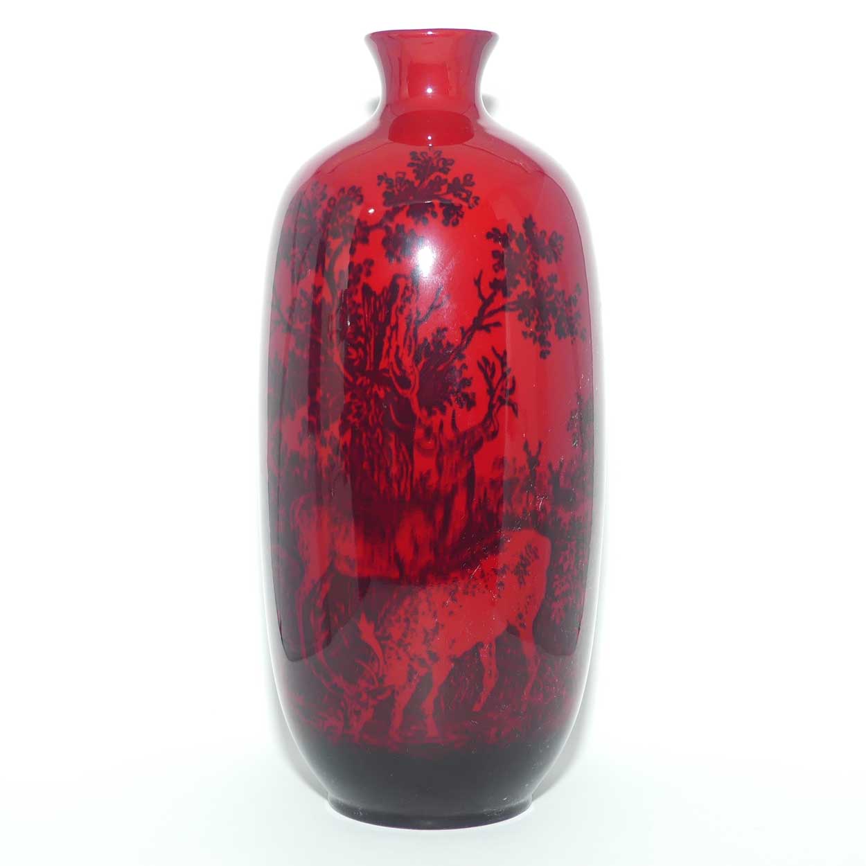Royal Doulton Flambe Woodcut Highland Deer tall vase | Shape 1619 | #3