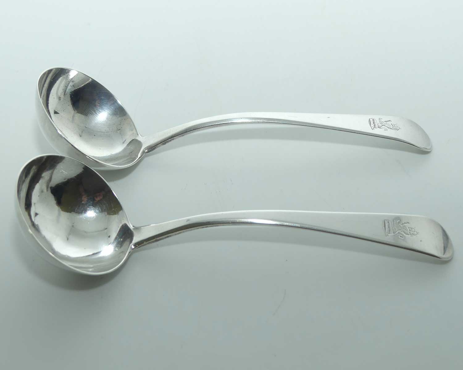 Georgian | Geo III | Sterling Silver Old English pair of sauce ladles | London 1812 | Wallis and Hayne