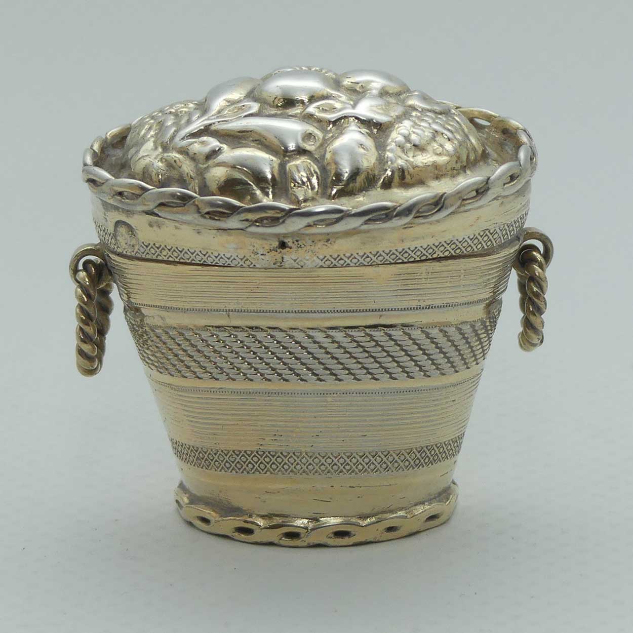 Vermeil on Dutch Silver .833 Basket of Fruit form peppermint box | Provincial Assay c.1838