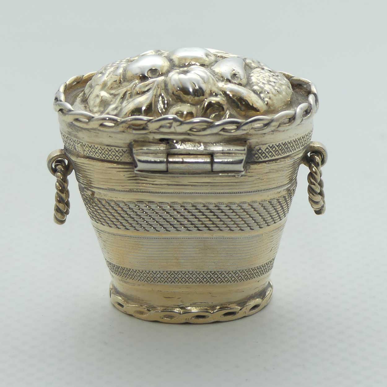 Vermeil on Dutch Silver .833 Basket of Fruit form peppermint box | Provincial Assay c.1838