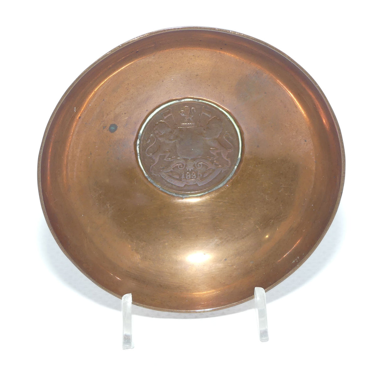 1835 East India Company Quarter Anna Coin set in Copper surround