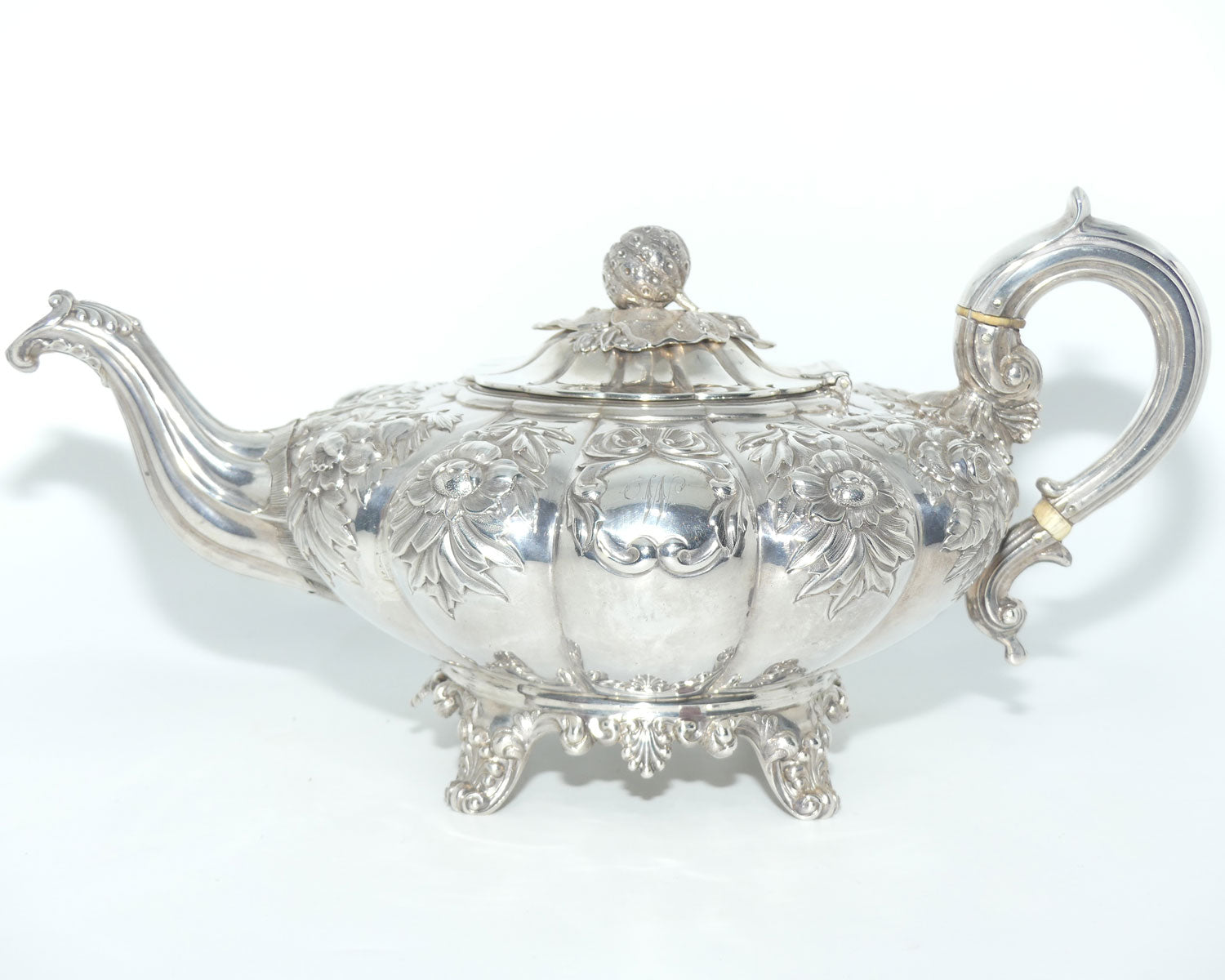 Early Victorian Irish Sterling Silver 3 piece tea service | Dublin 1839/40 | James Fray