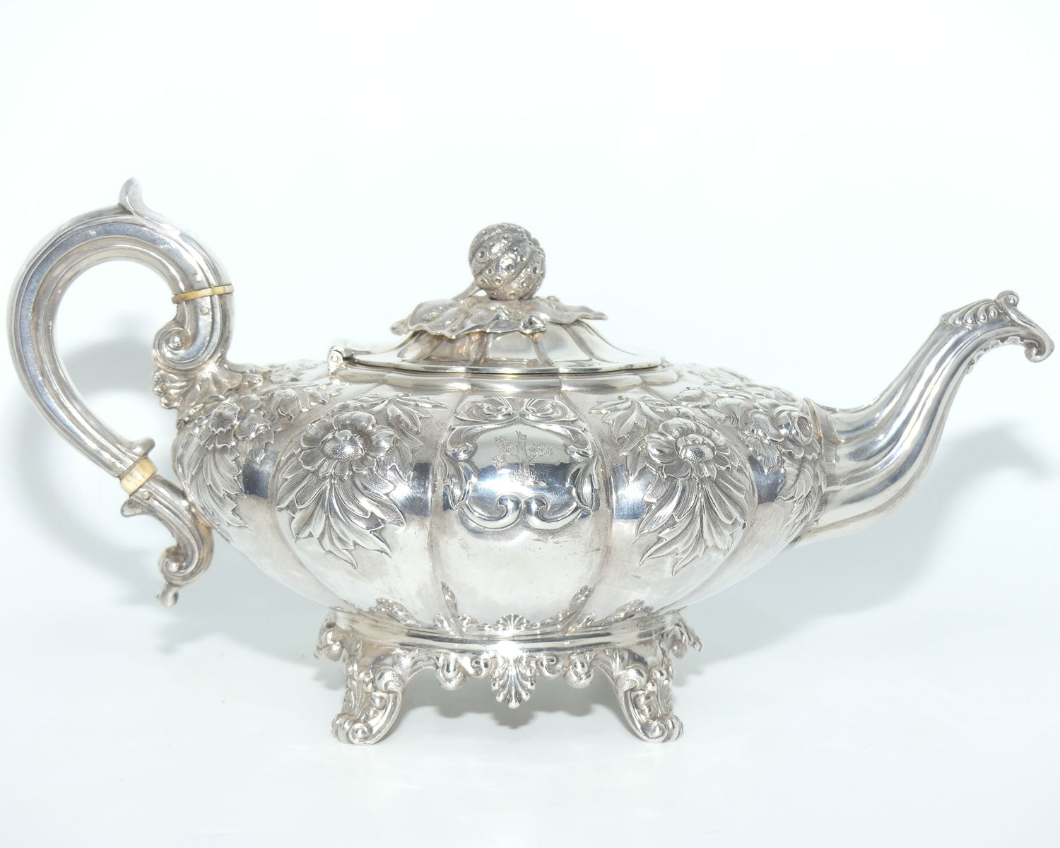Early Victorian Irish Sterling Silver 3 piece tea service | Dublin 1839/40 | James Fray