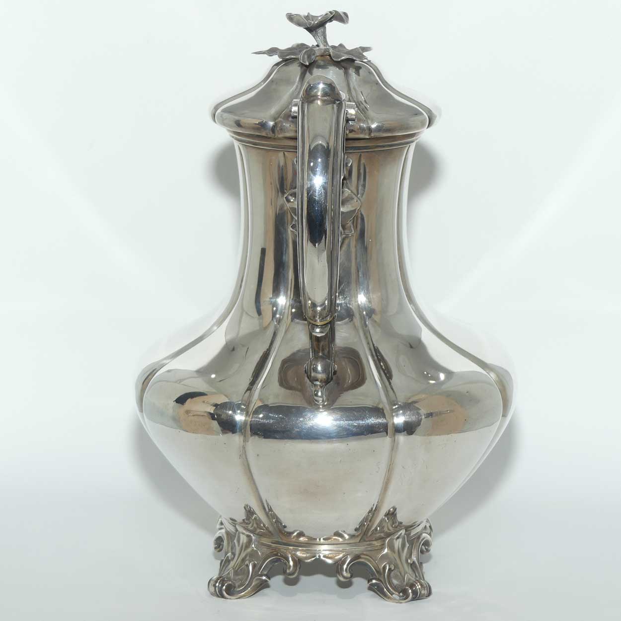 early Victorian Sterling Silver pumpkin shape coffee pot with floral final | London 1842 | Barnard Family