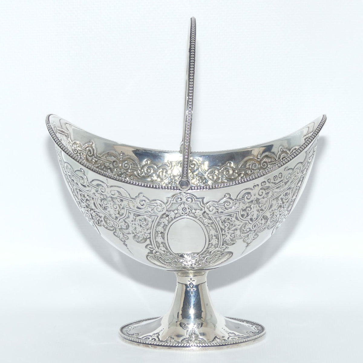 Victorian era Sterling Silver swing handle collet foot sugar basket | London 1875 | Martin Hall & Co
