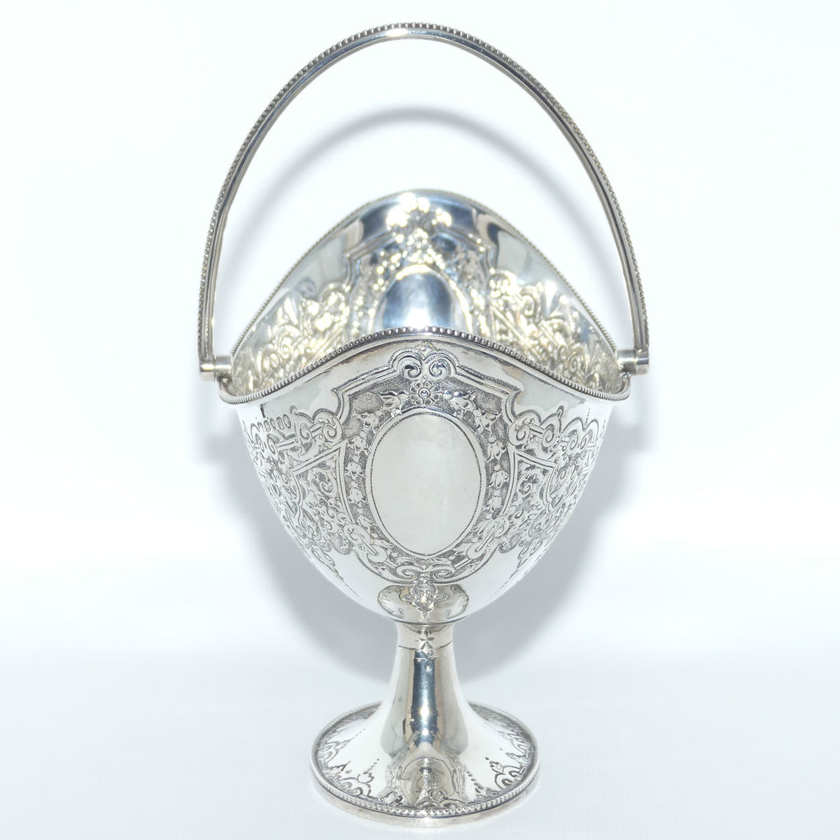 Victorian era Sterling Silver swing handle collet foot sugar basket | London 1875 | Martin Hall & Co