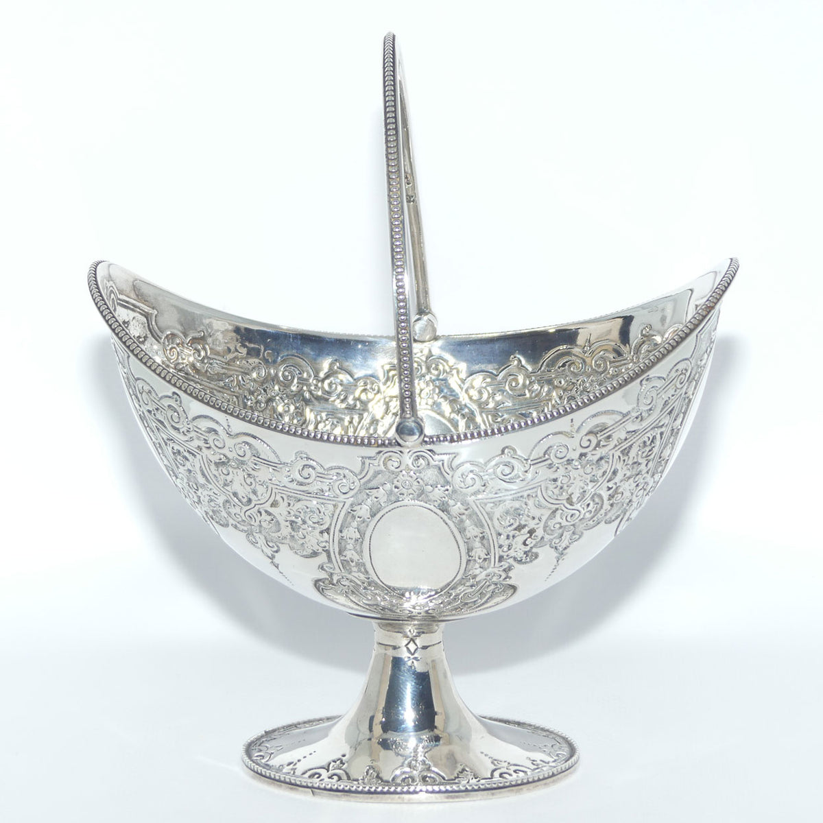 Victorian era Sterling Silver swing handle collet foot sugar basket | London 1875 | Martin Hall & Co