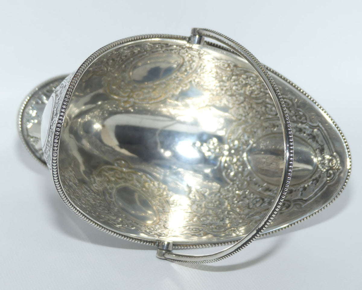 Victorian era Sterling Silver swing handle collet foot sugar basket | London 1875 | Martin Hall & Co