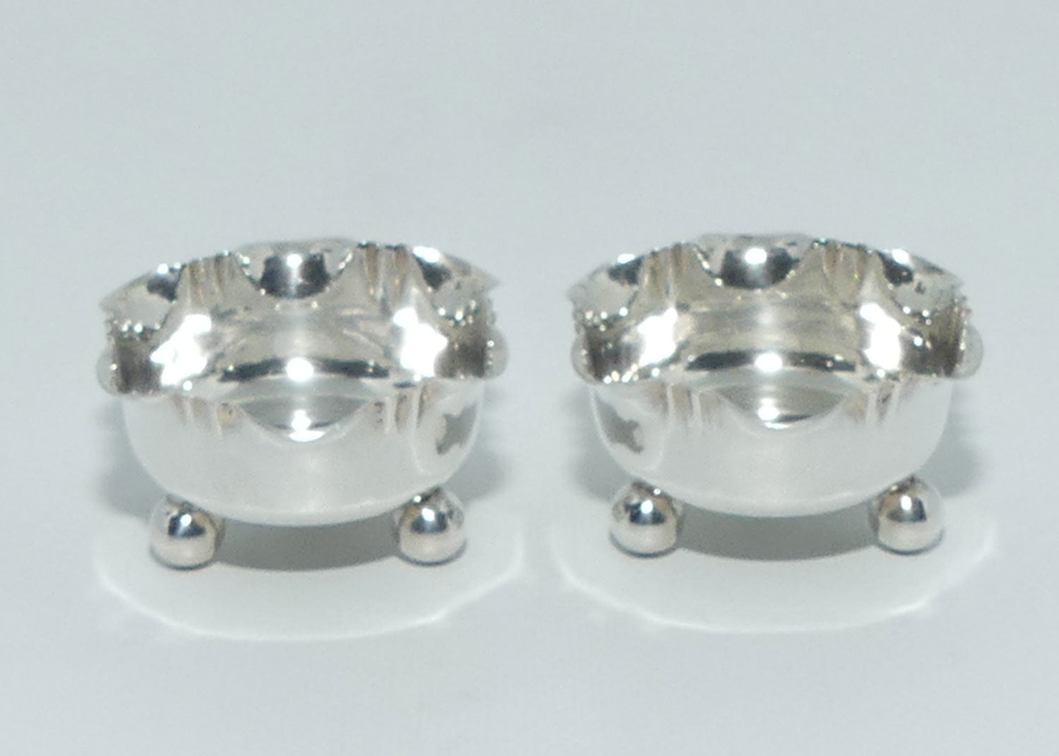 Sterling Silver pair of open salts | Fluted Rim | Birmingham 1876 | 23.6g