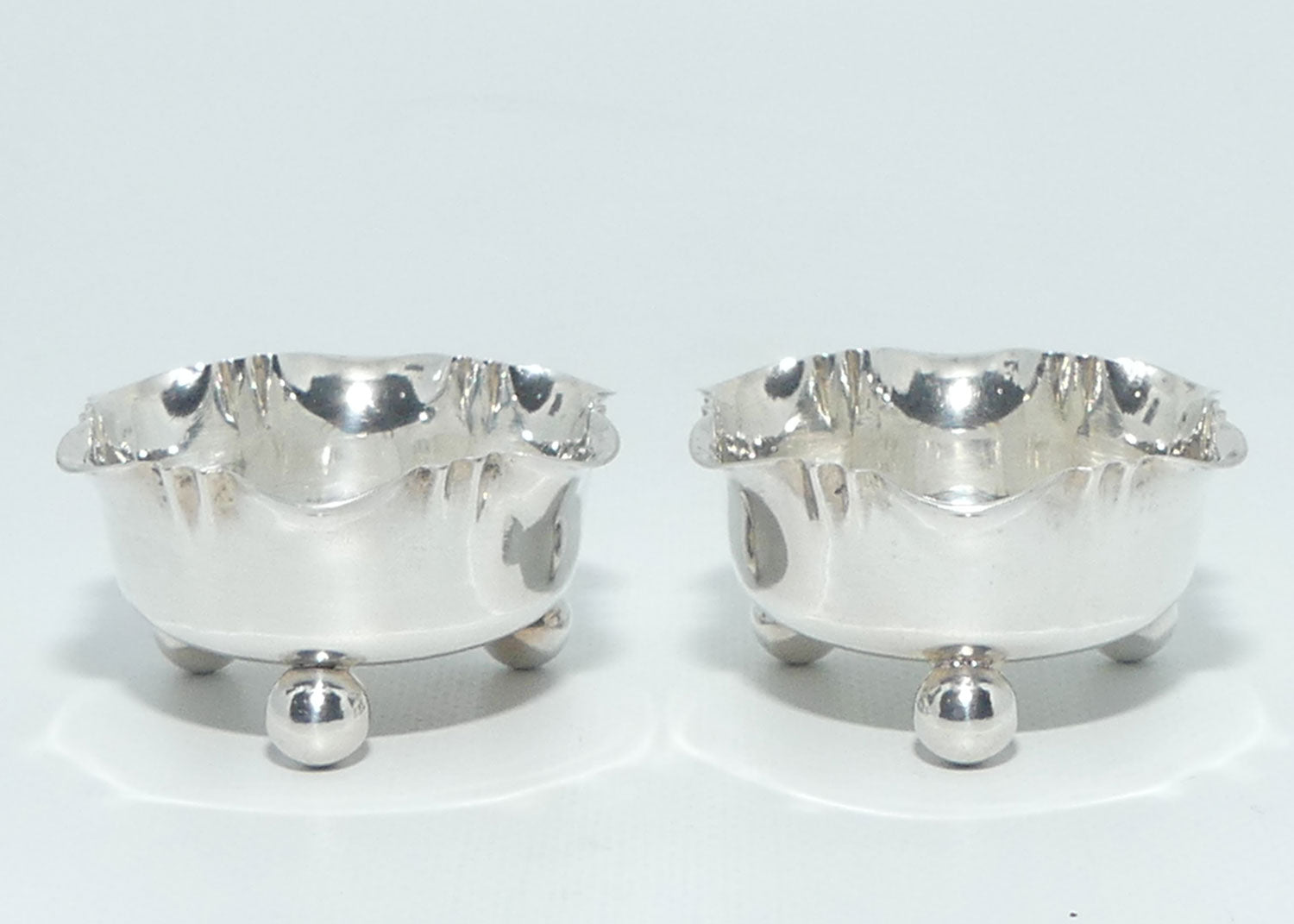 Sterling Silver pair of open salts | Fluted Rim | Birmingham 1876 | 23.6g