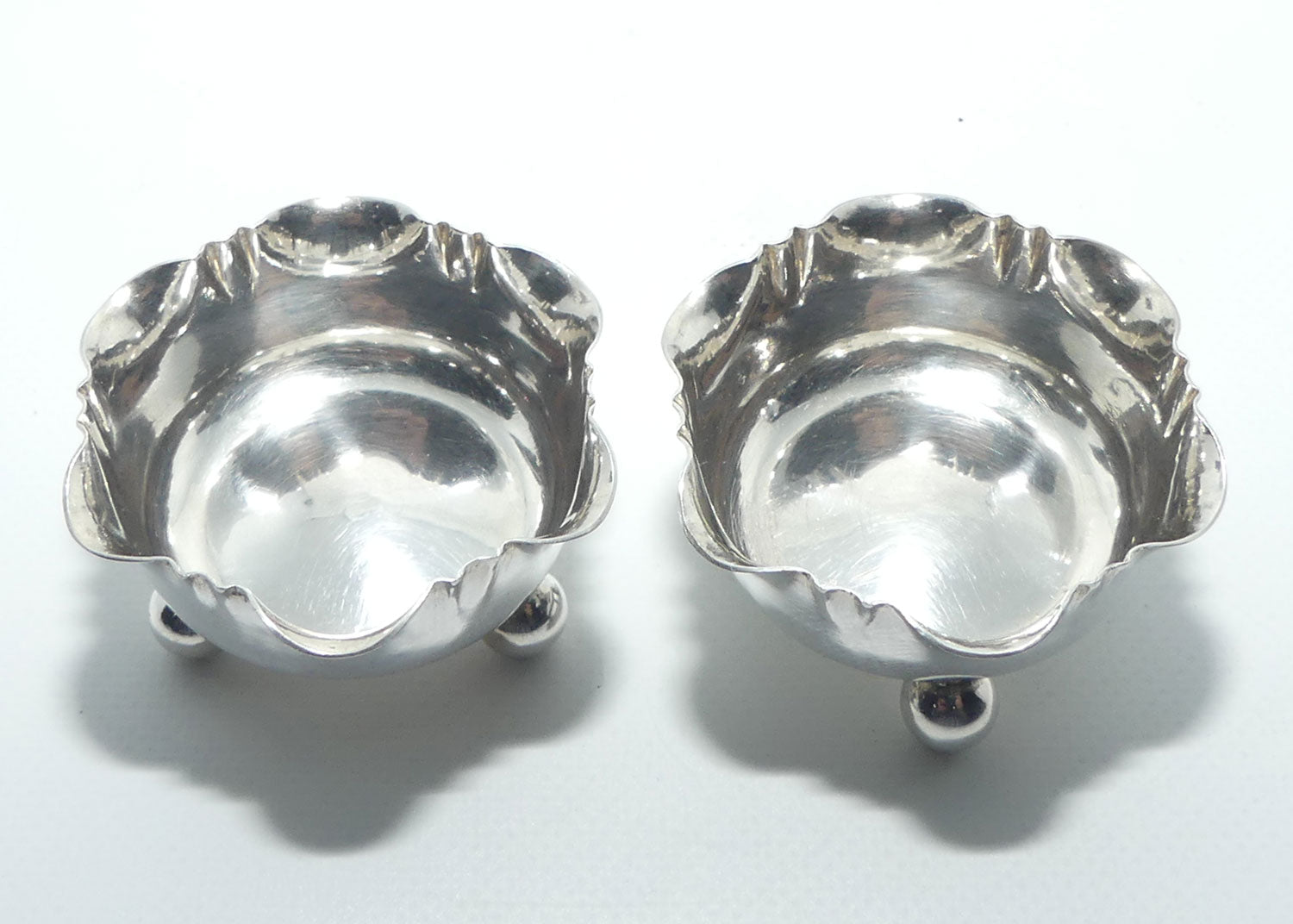 Sterling Silver pair of open salts | Fluted Rim | Birmingham 1876 | 23.6g