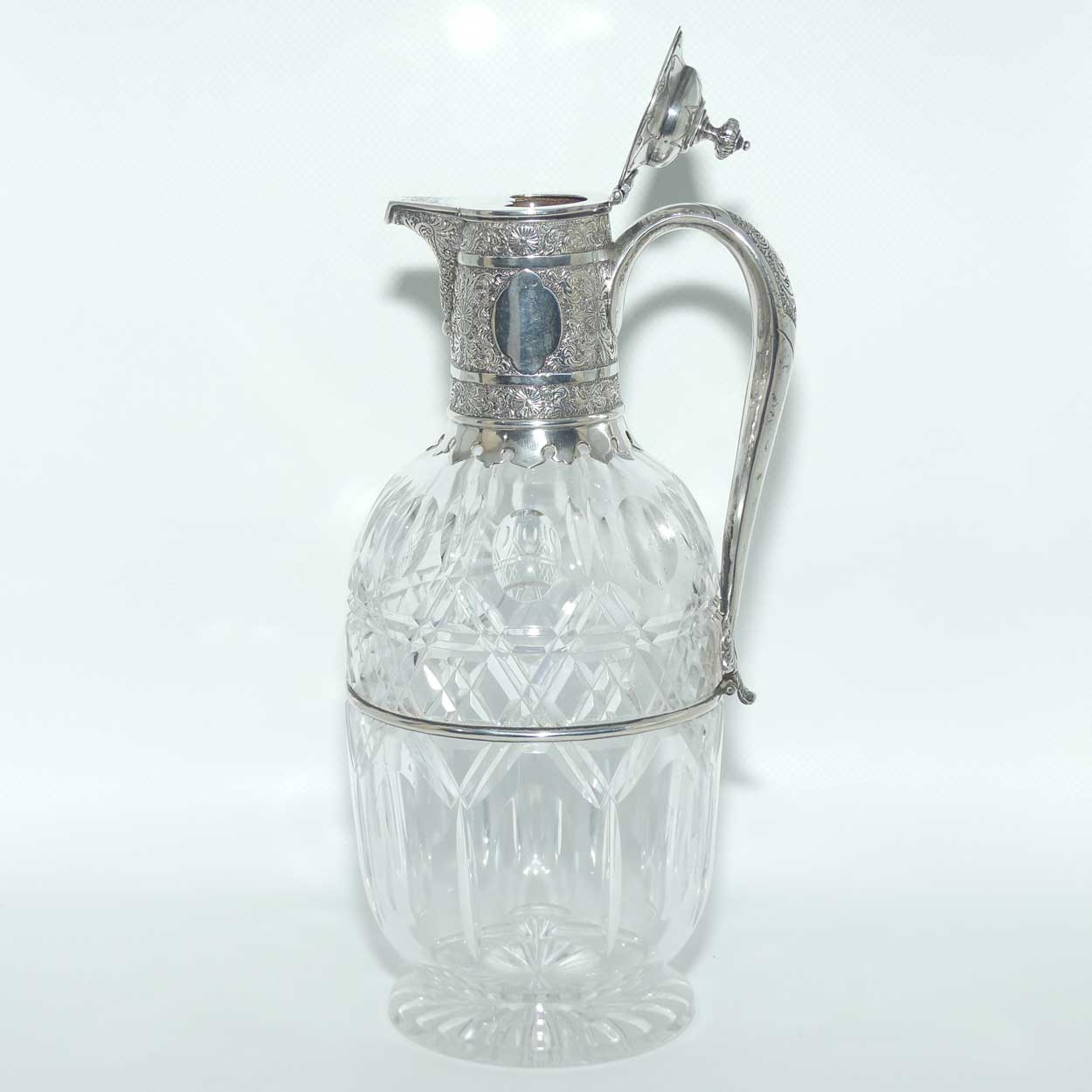 Victorian era Sterling Silver and Cut Crystal claret jug | London 1879